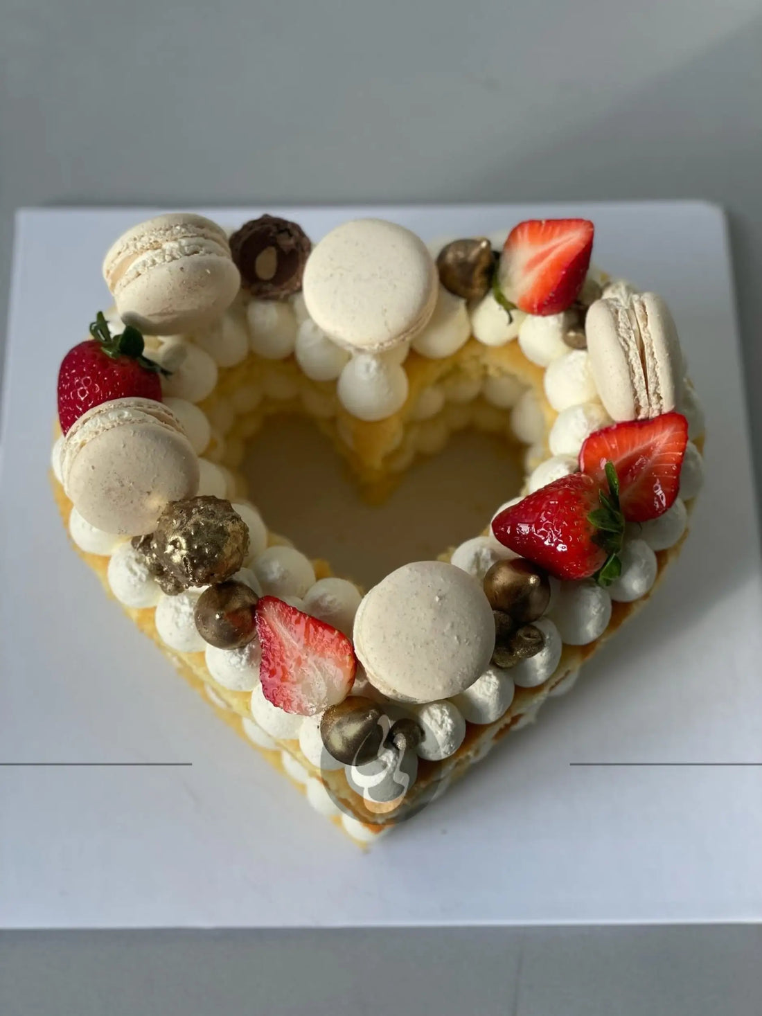 Naked heart cake in whipped cream - custom cake