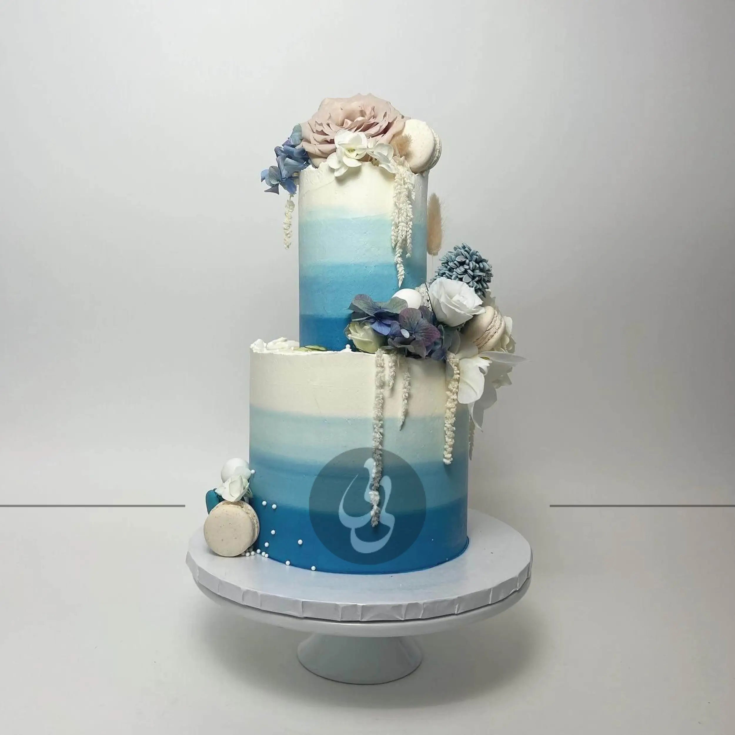 Ombre buttercream & fresh flowers - wedding cake