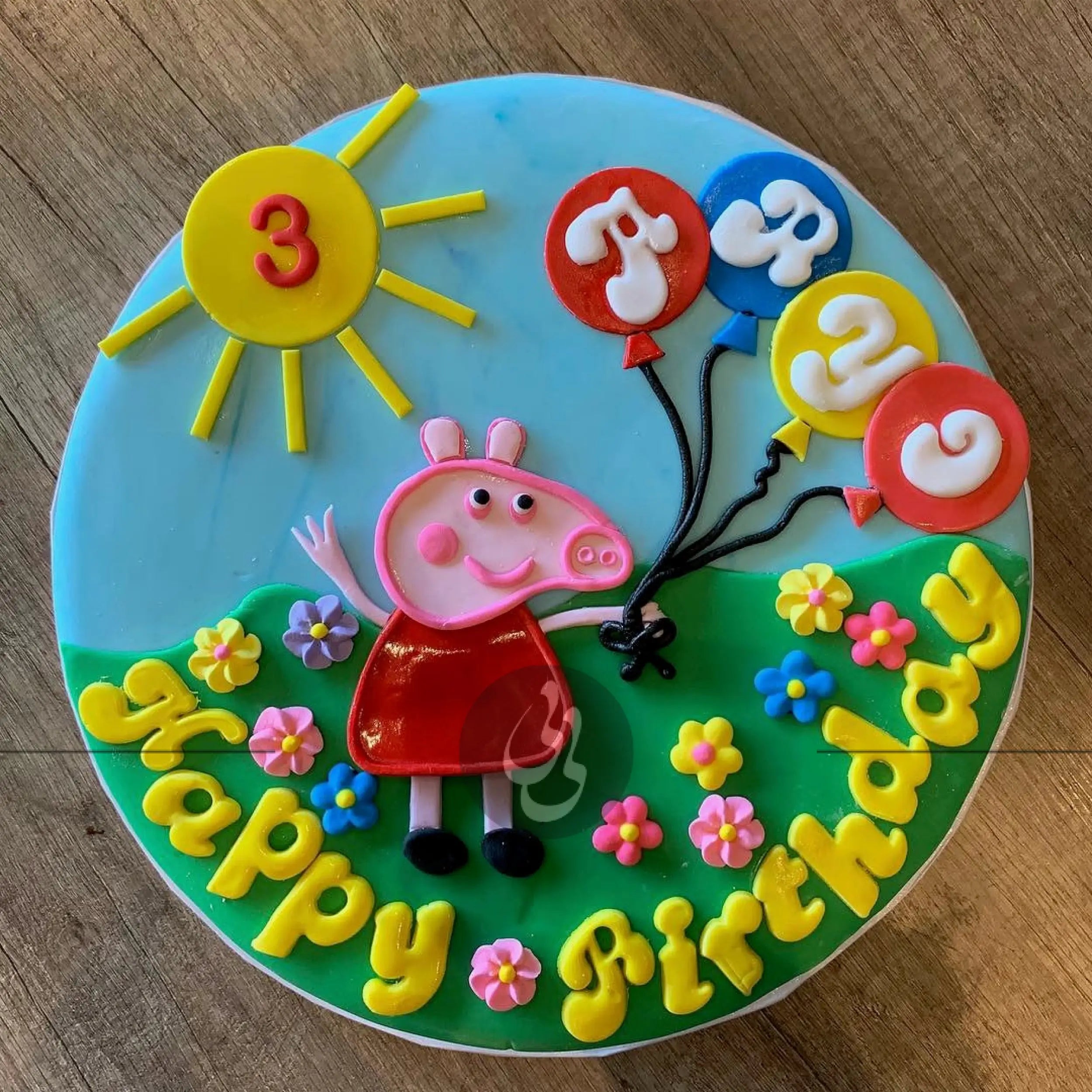 Peppa pig & balloons - custom cake