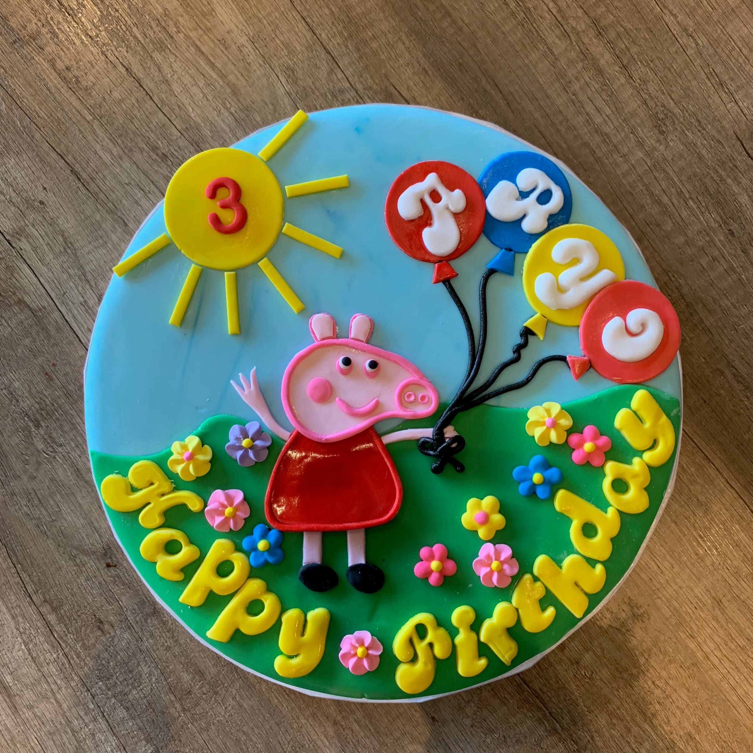 Peppa pig & balloons - custom cake