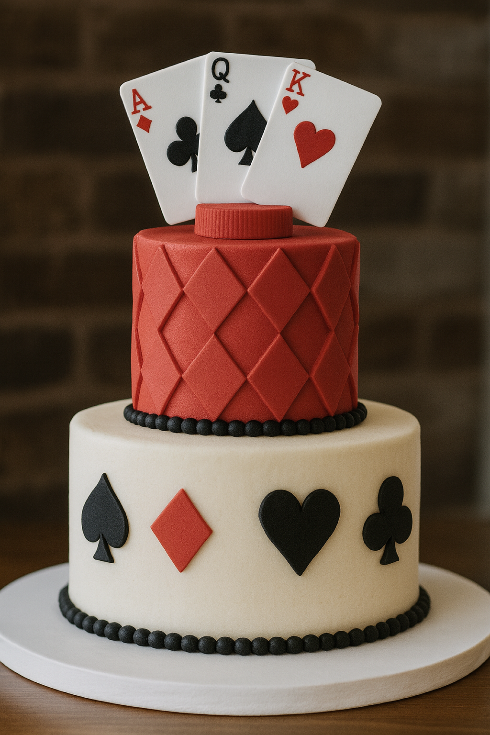 Playing cards cake in fondant - custom cake