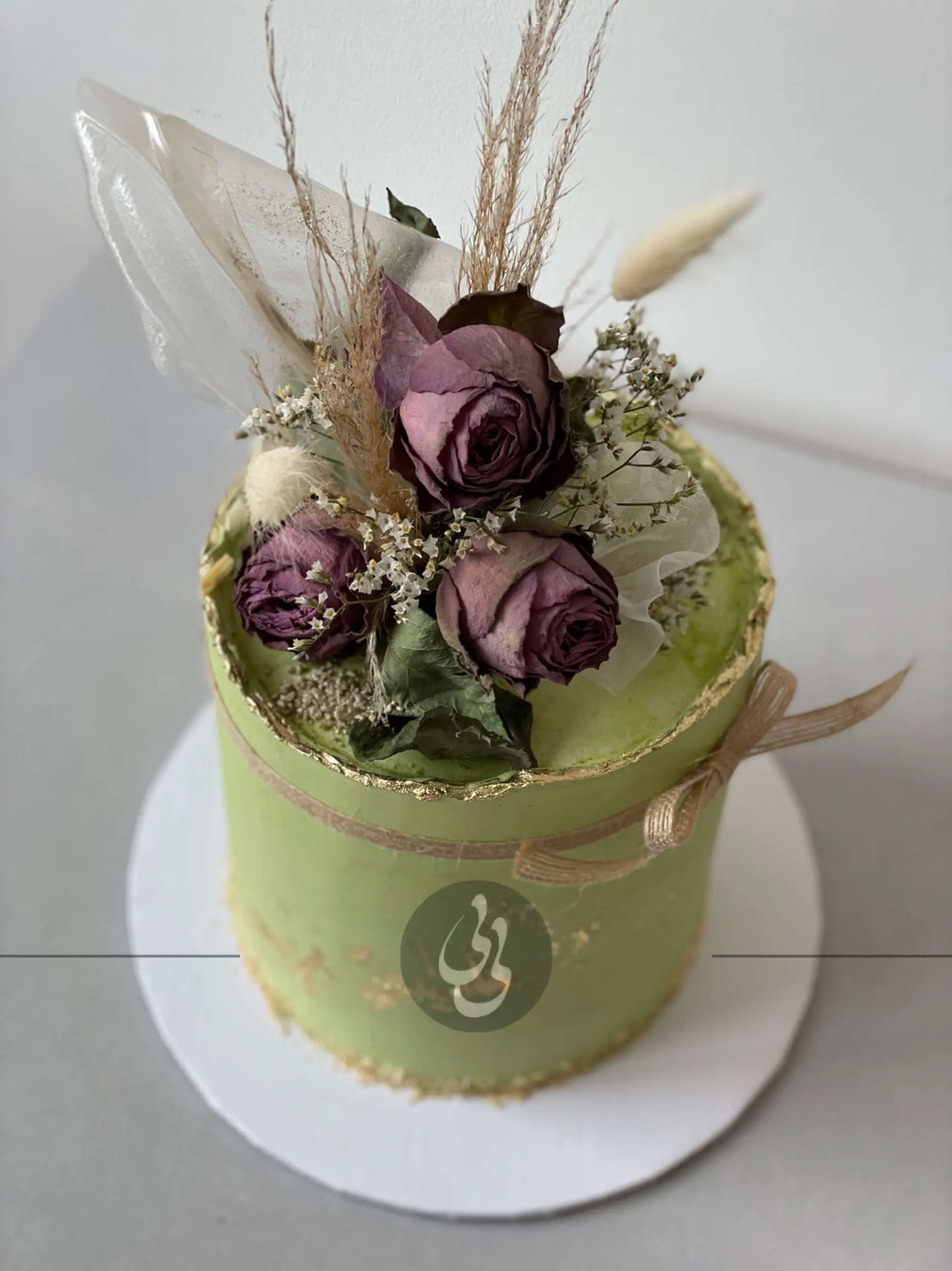Preserved flowers on deckled edge buttercream - custom cake