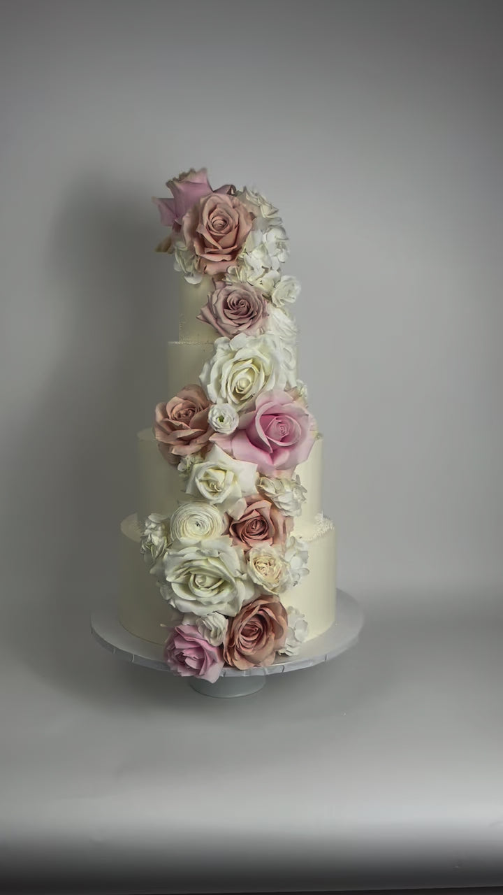 Cascading Fresh Flowers on Buttercream