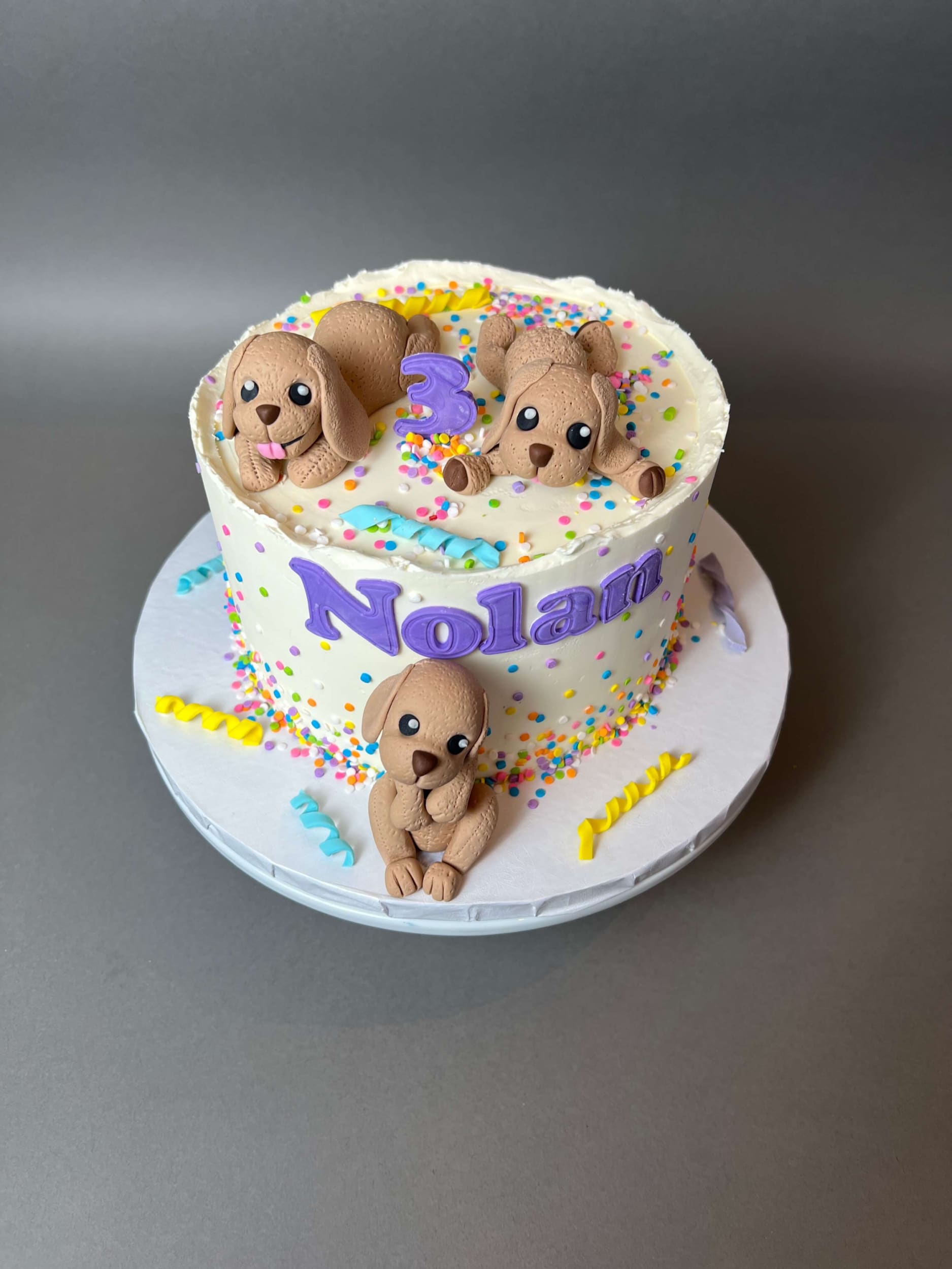 Puppy party on buttercream - custom cake