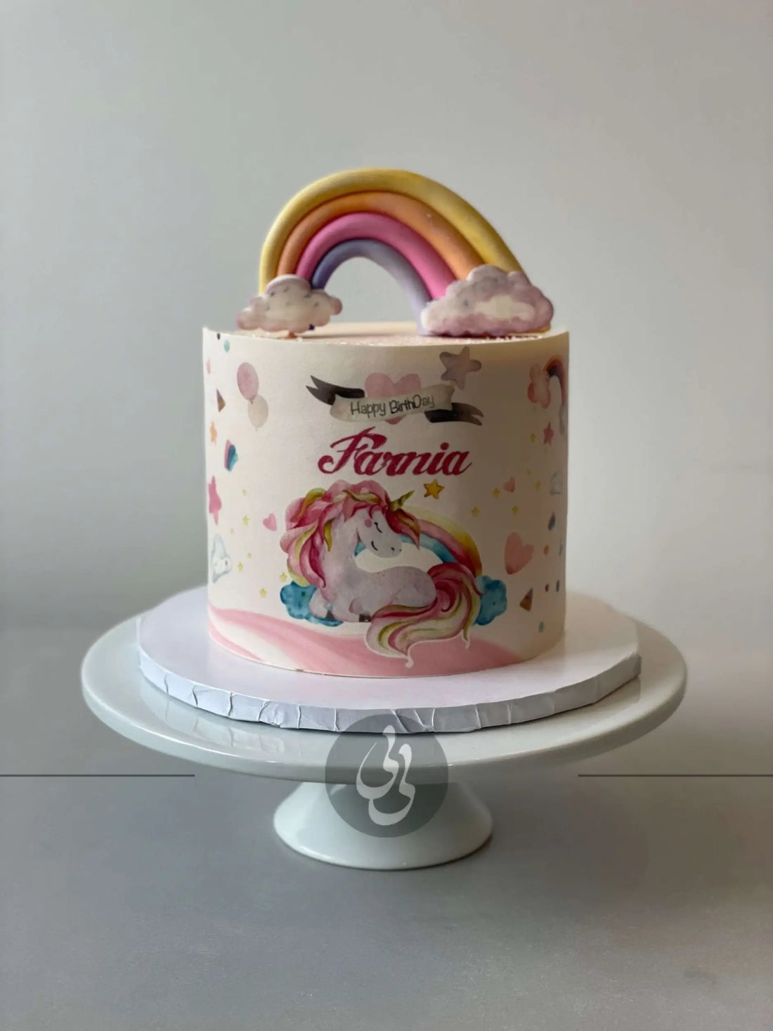 Rainbow dreams edible print on buttercream - custom cake