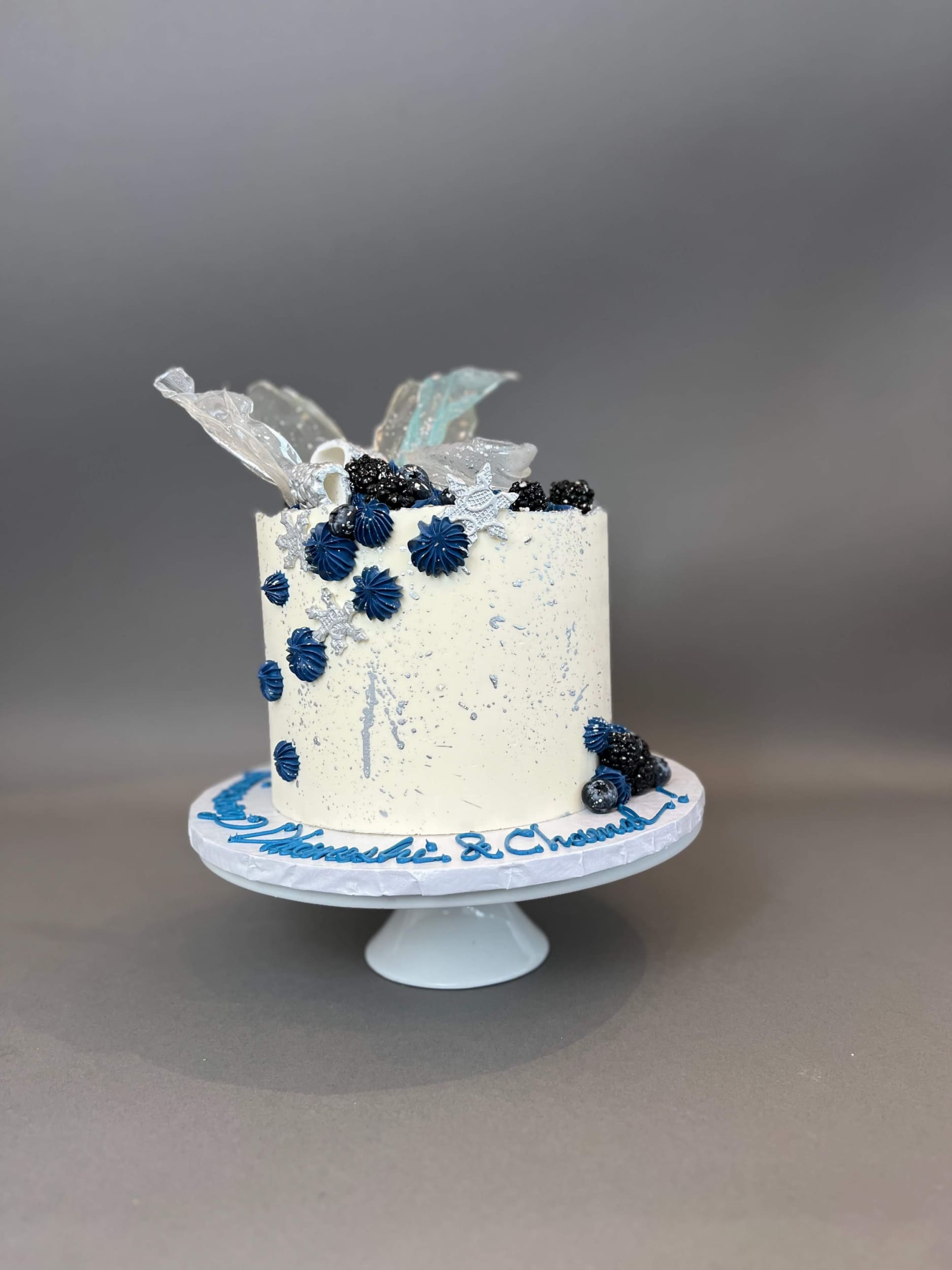 Rice paper sails floral on buttercream - custom cake