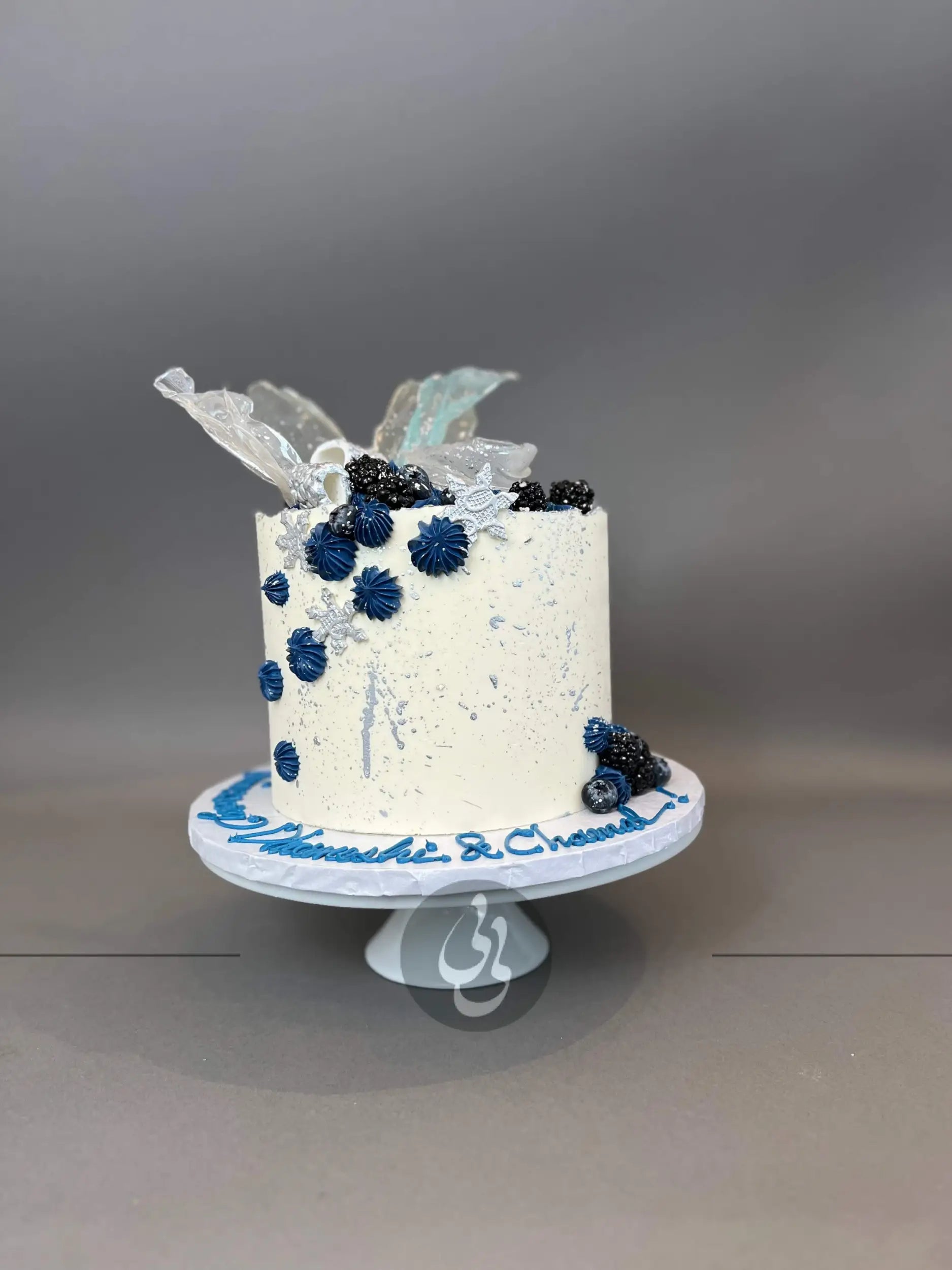 Rice paper sails floral on buttercream - custom cake