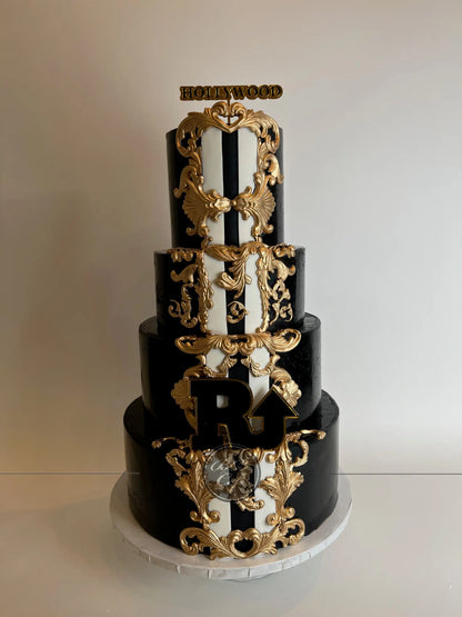 Royal pinstripe on fondant - wedding cake