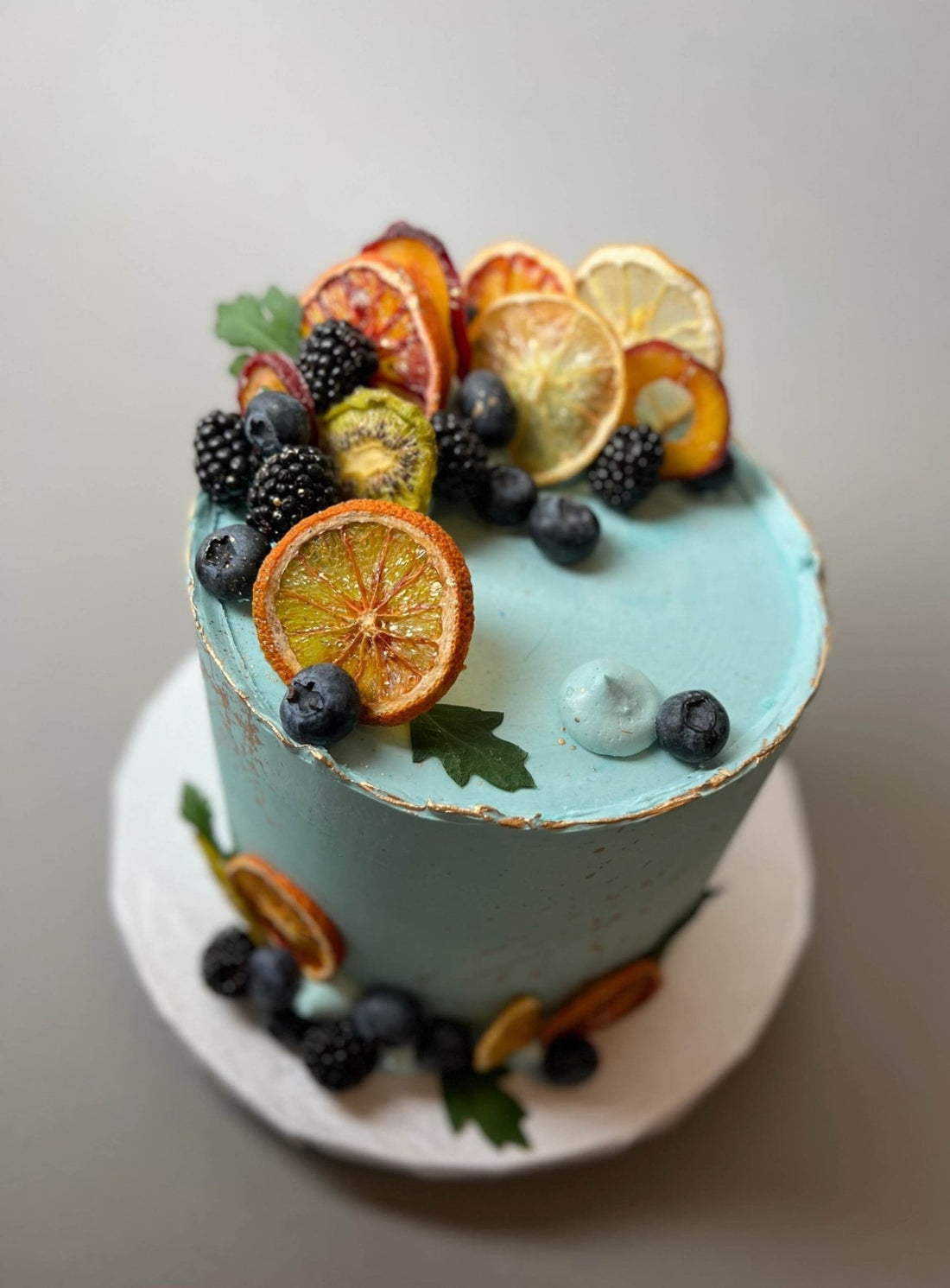 Seasonal fresh fruits on buttercream - custom cake