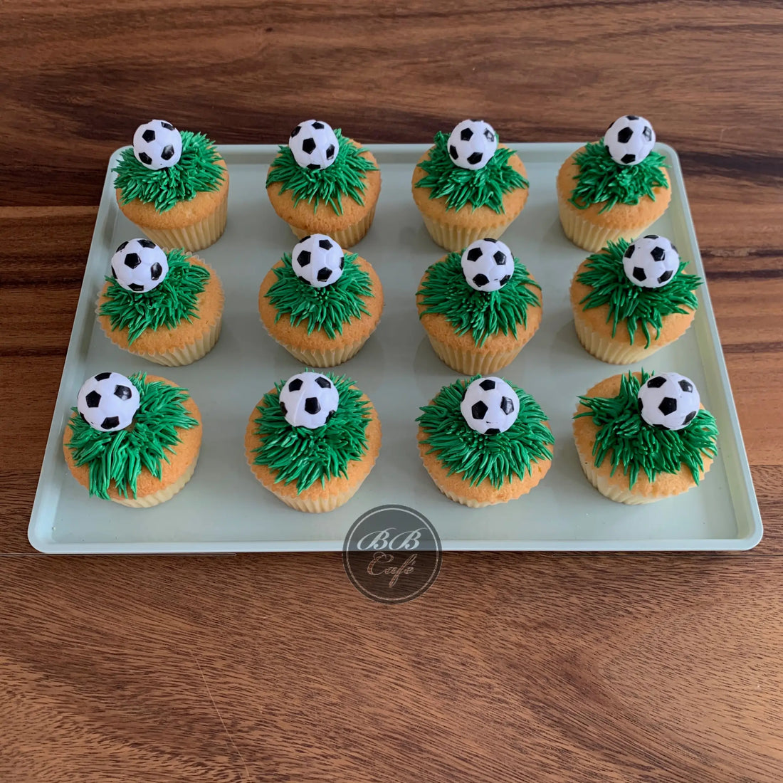 Soccer ball cupcake