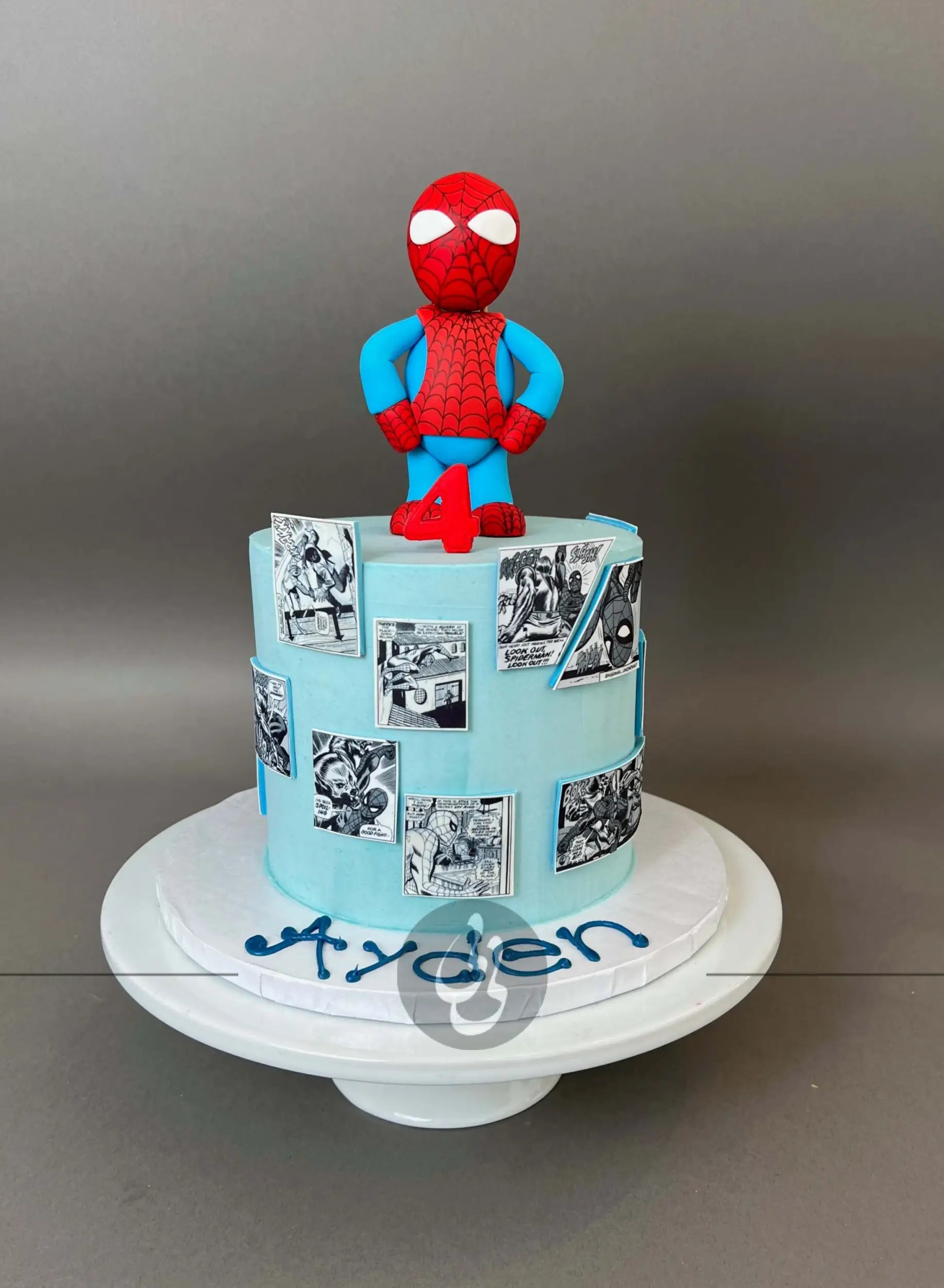 Spiderman figurine on buttercream - custom cake