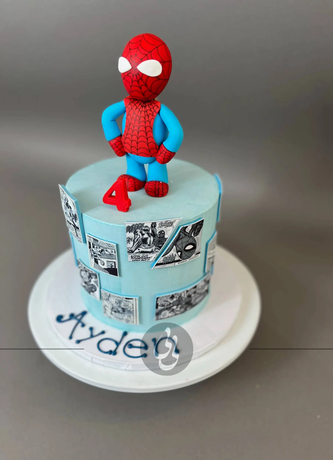 Spiderman figurine on buttercream - custom cake