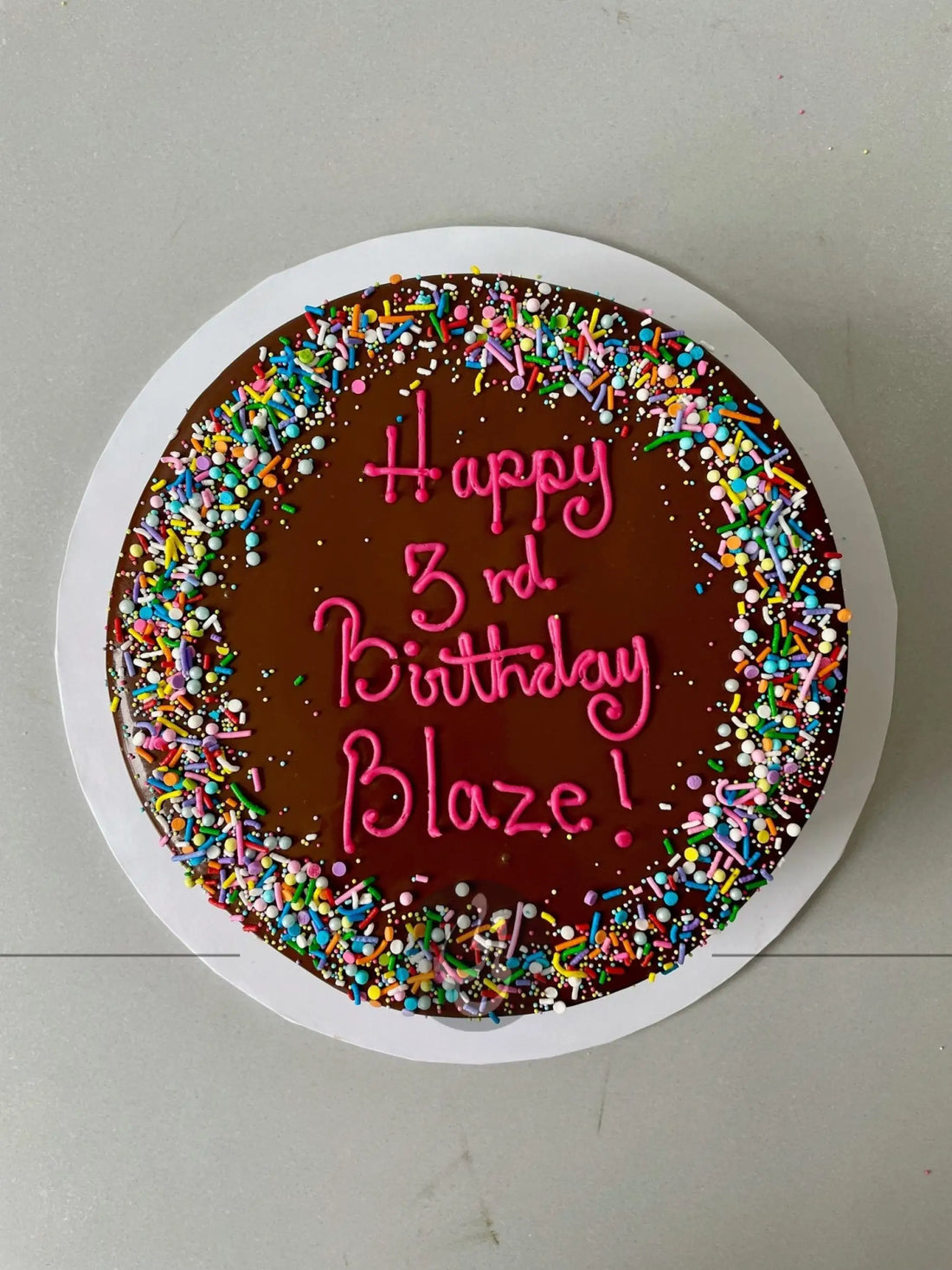 Sprinkles on ganache - custom cake