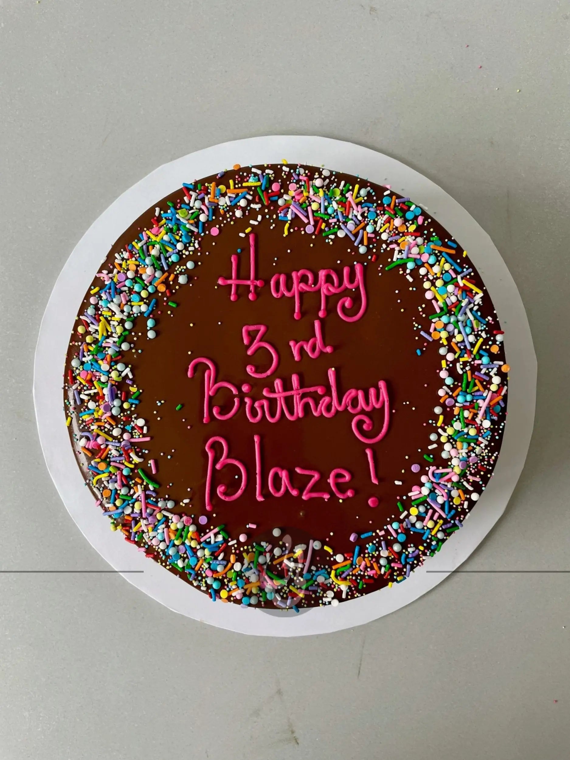 Sprinkles on ganache - custom cake