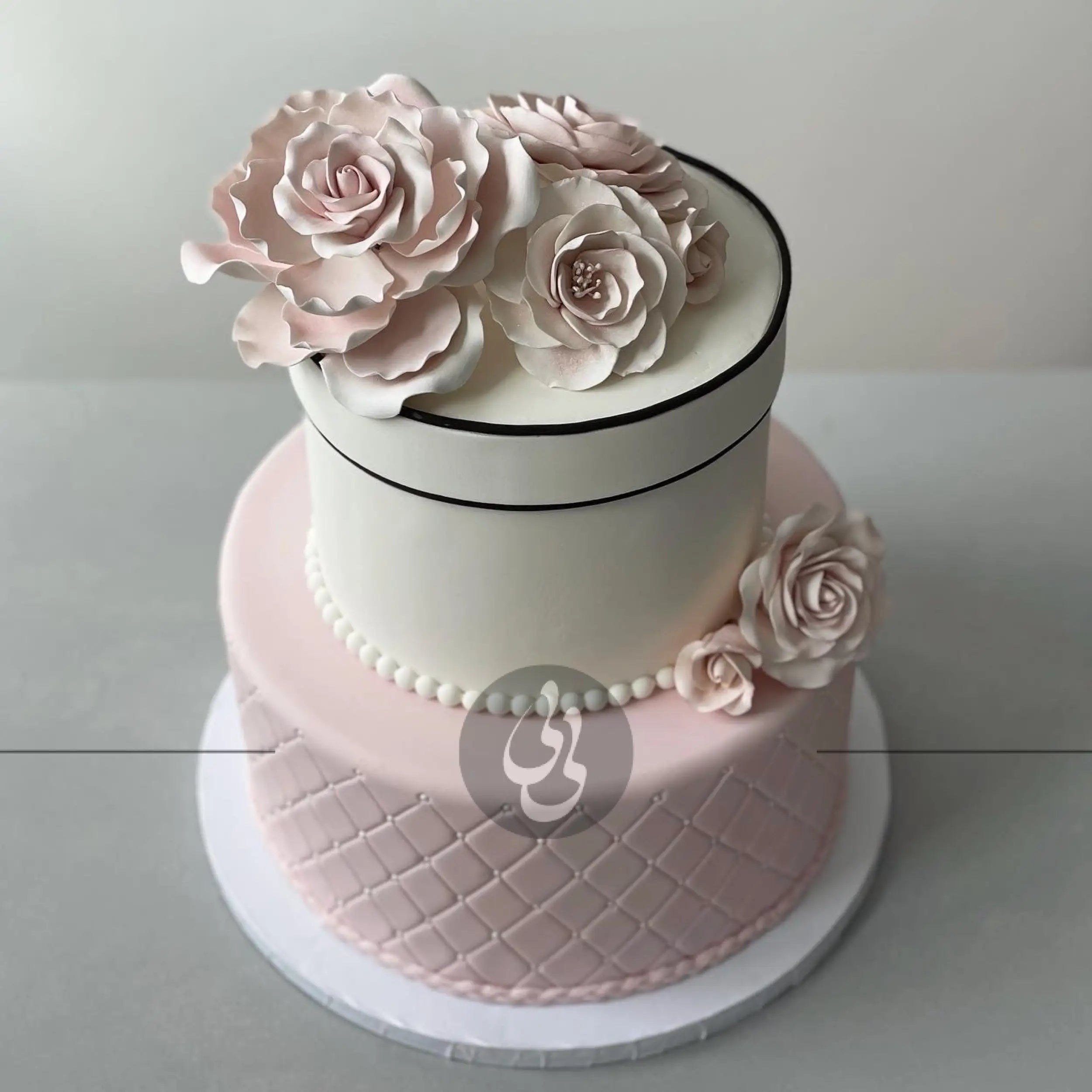 Sugar flowers on quilted fondant - custom cake