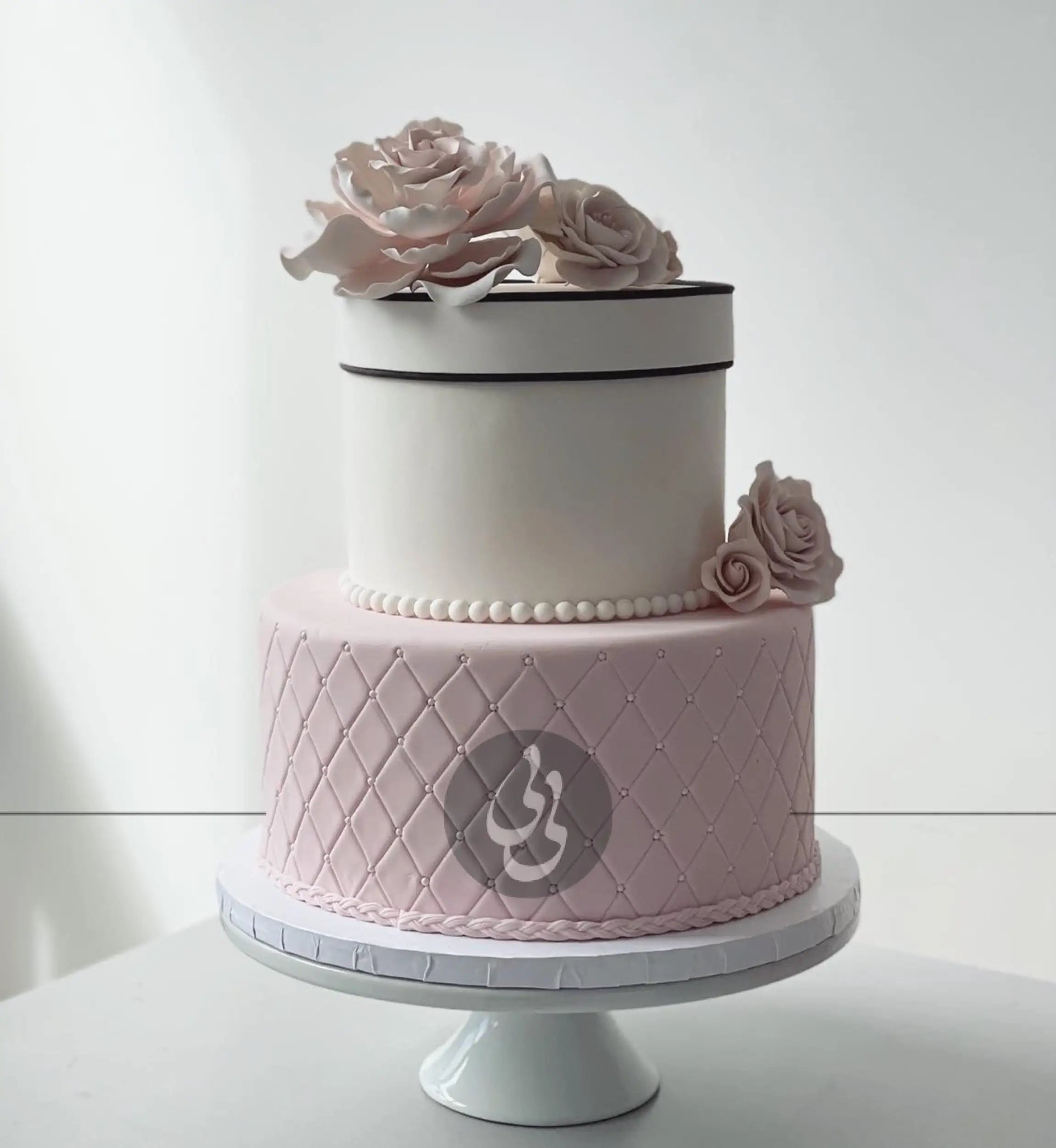 Sugar flowers on quilted fondant - custom cake