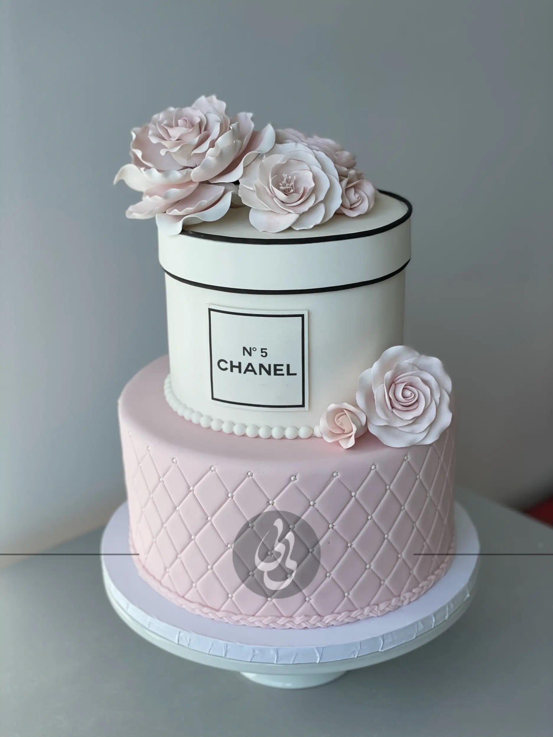 Sugar flowers on quilted fondant - custom cake