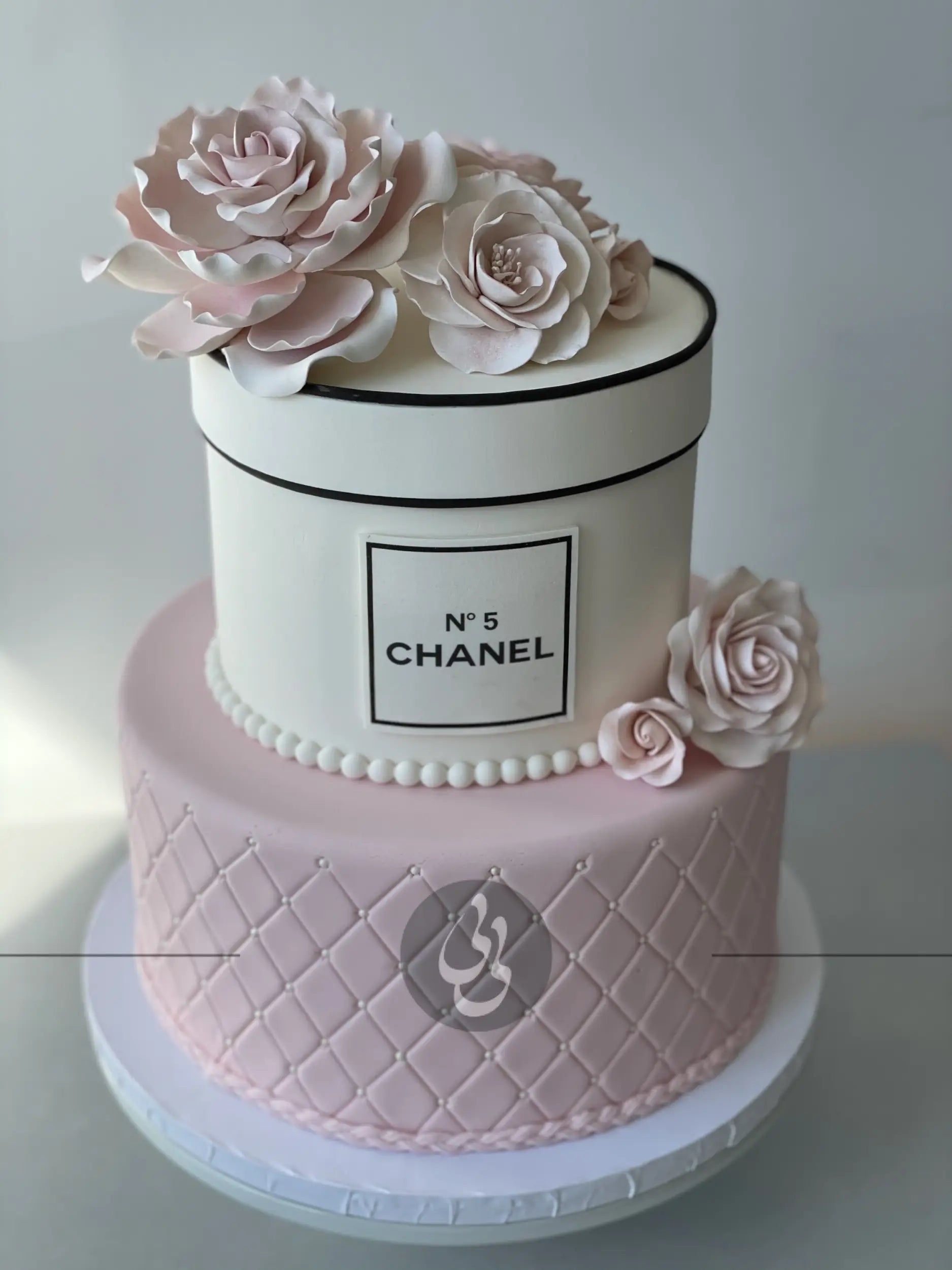 Sugar flowers on quilted fondant - custom cake