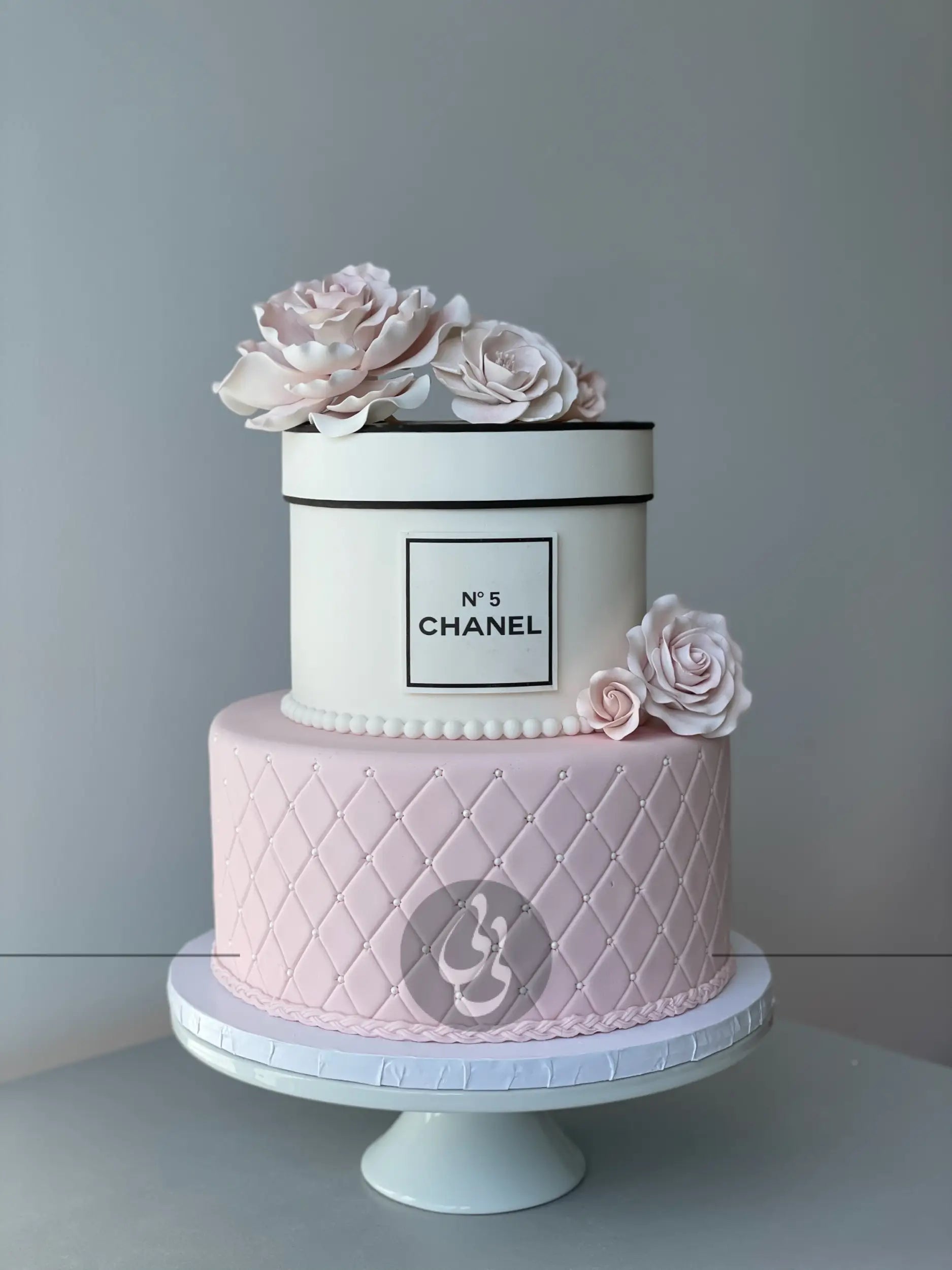 Sugar flowers on quilted fondant - custom cake