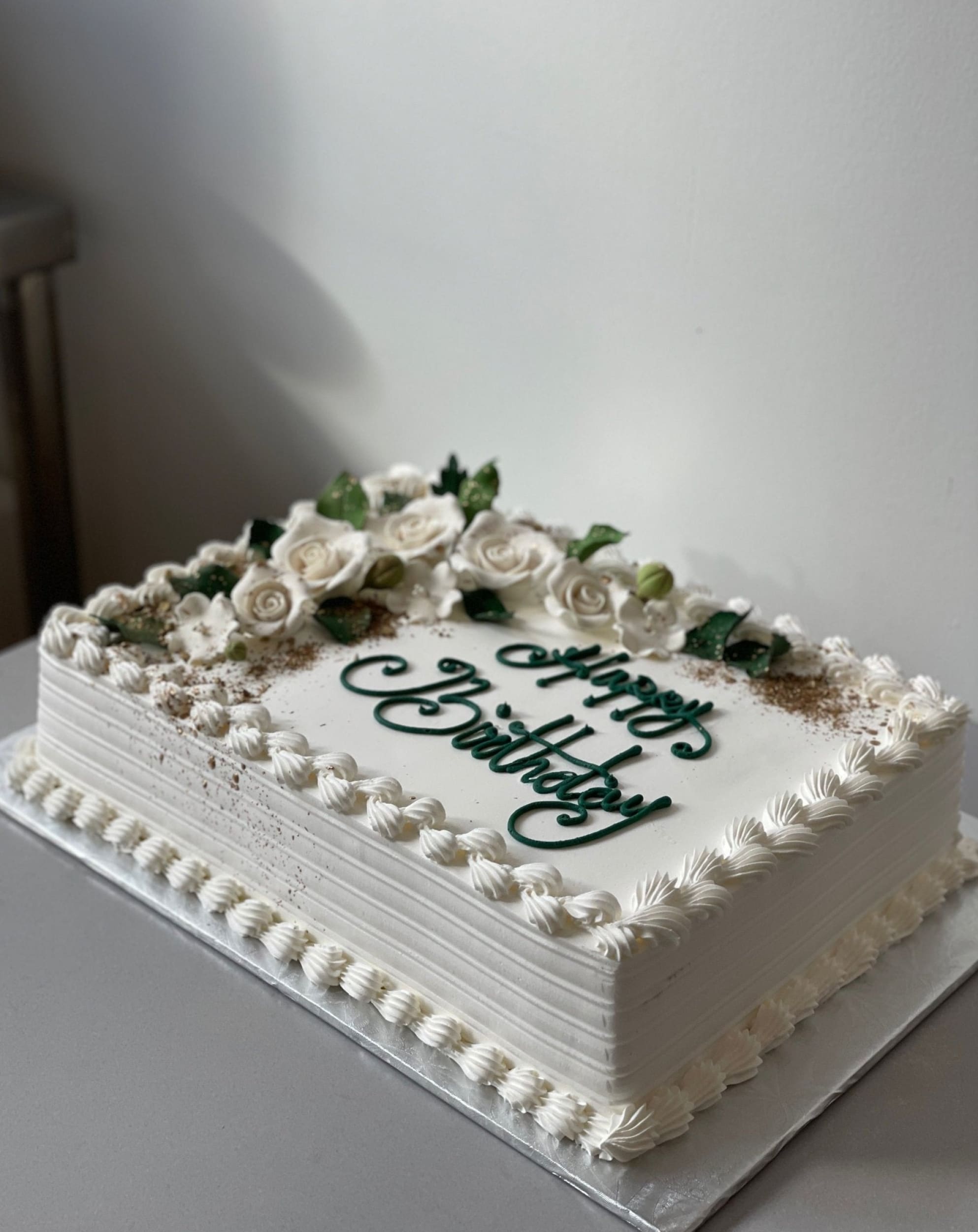 Sugar roses on whipped cream - custom cake