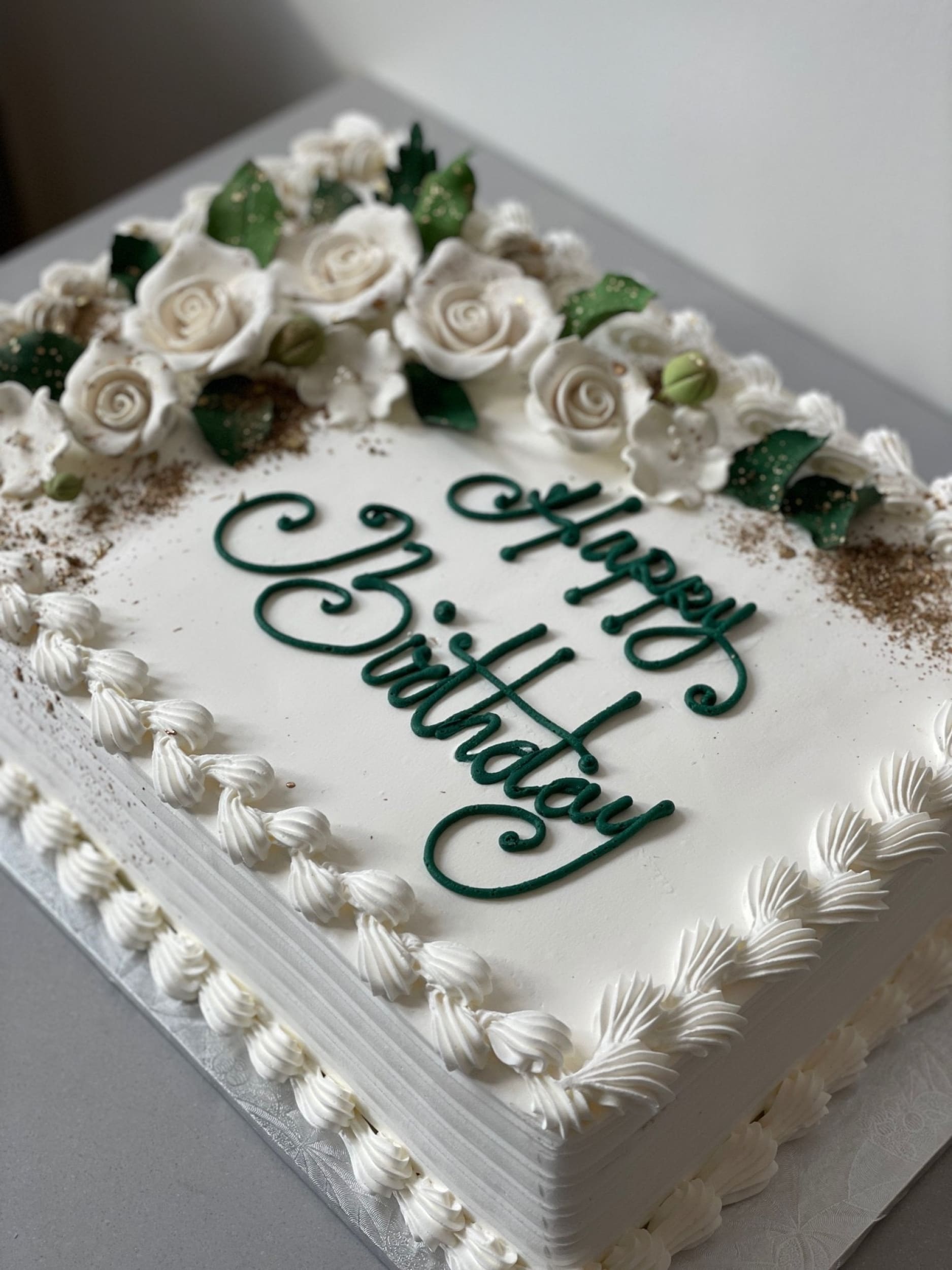 Sugar roses on whipped cream - custom cake
