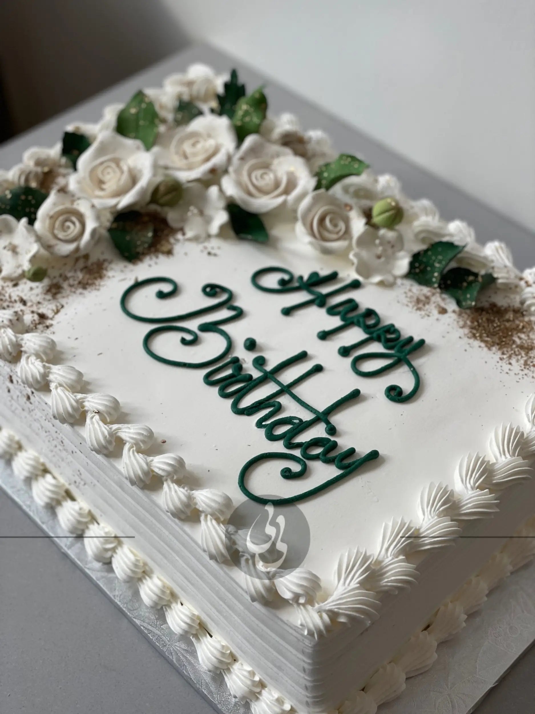 Sugar roses on whipped cream - custom cake