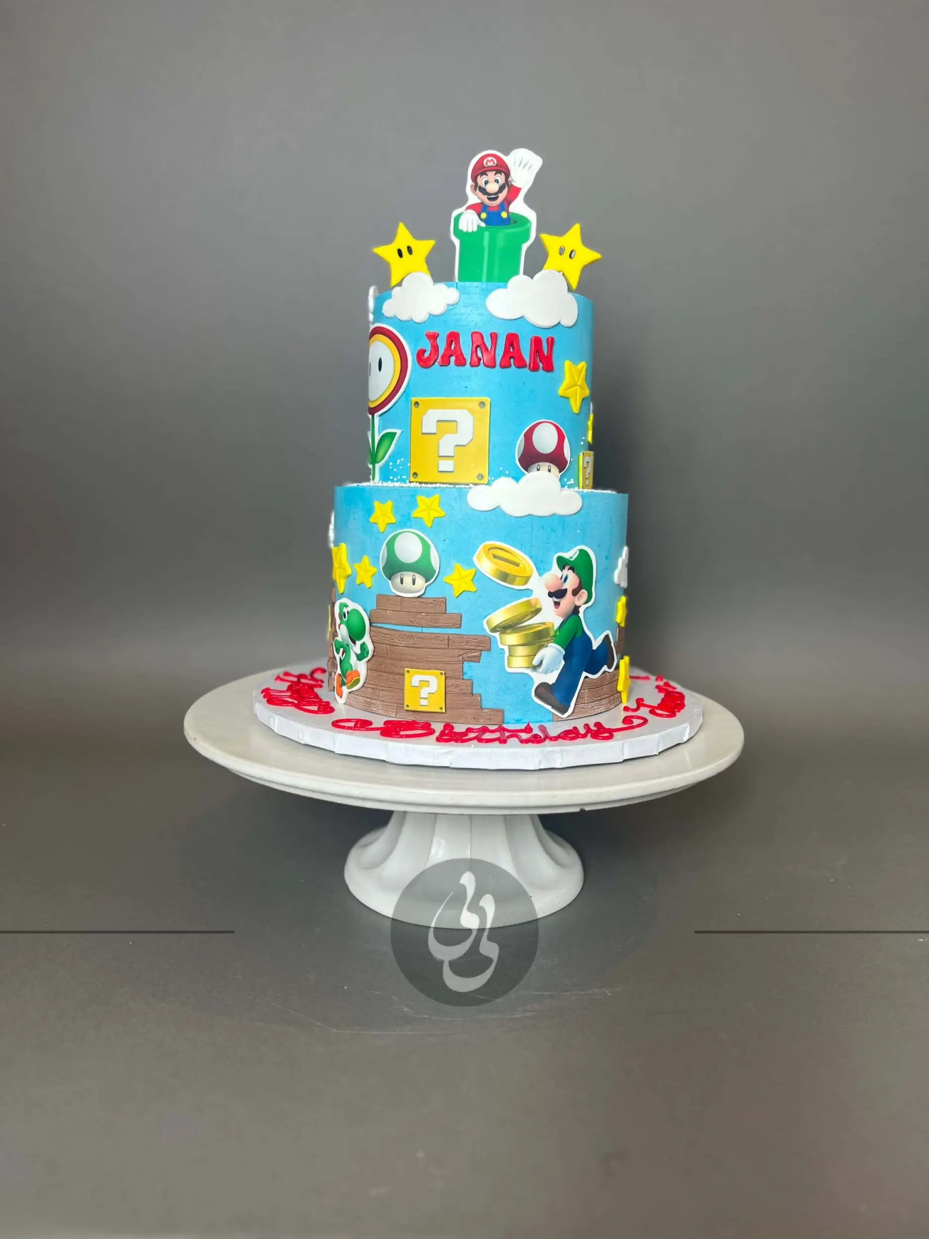 Super mario edible print on buttercream - custom cake