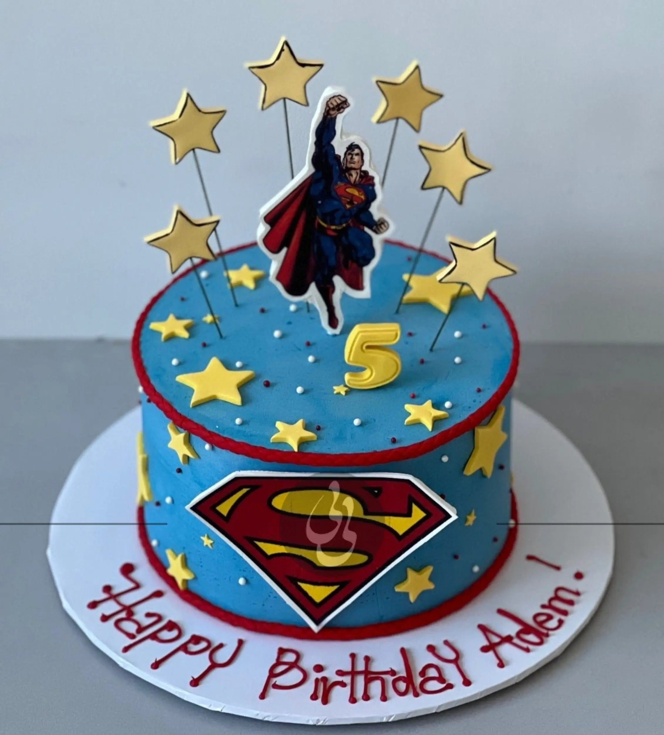 Superhero edible print & stars - custom cake