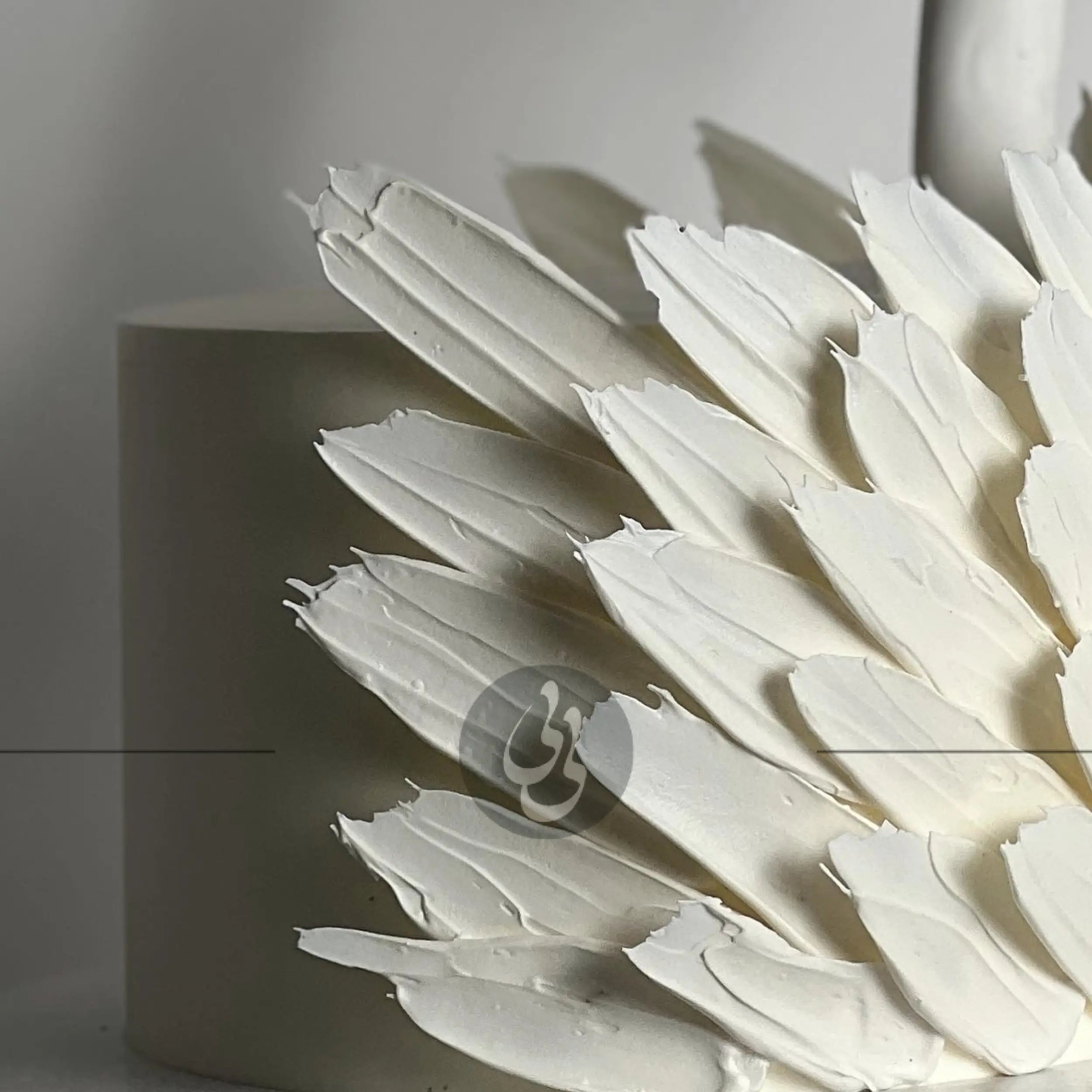 Swan & chocolate feathers on buttercream - custom cake