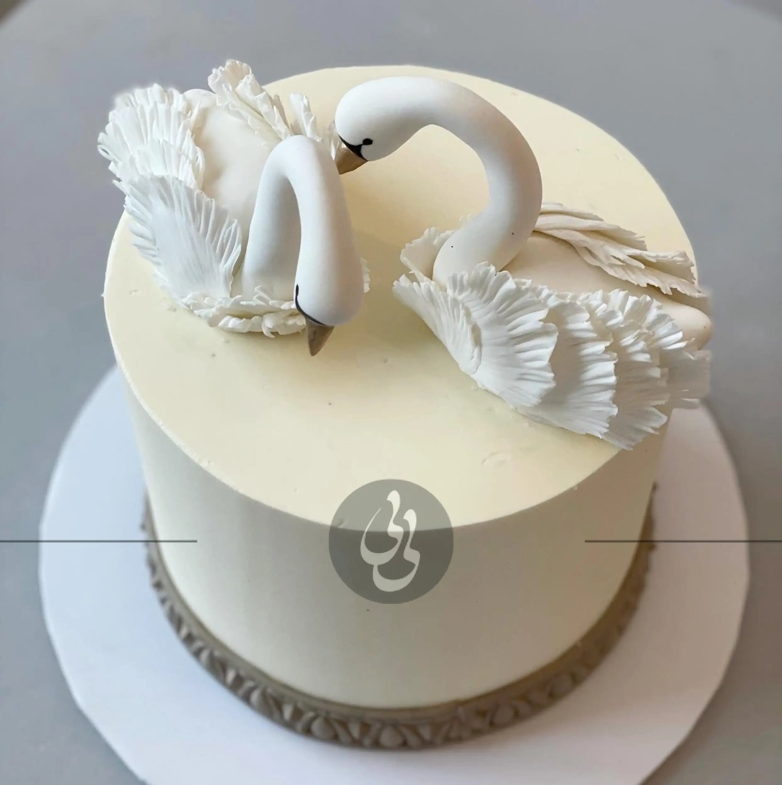 Swan love on buttercream - custom cake