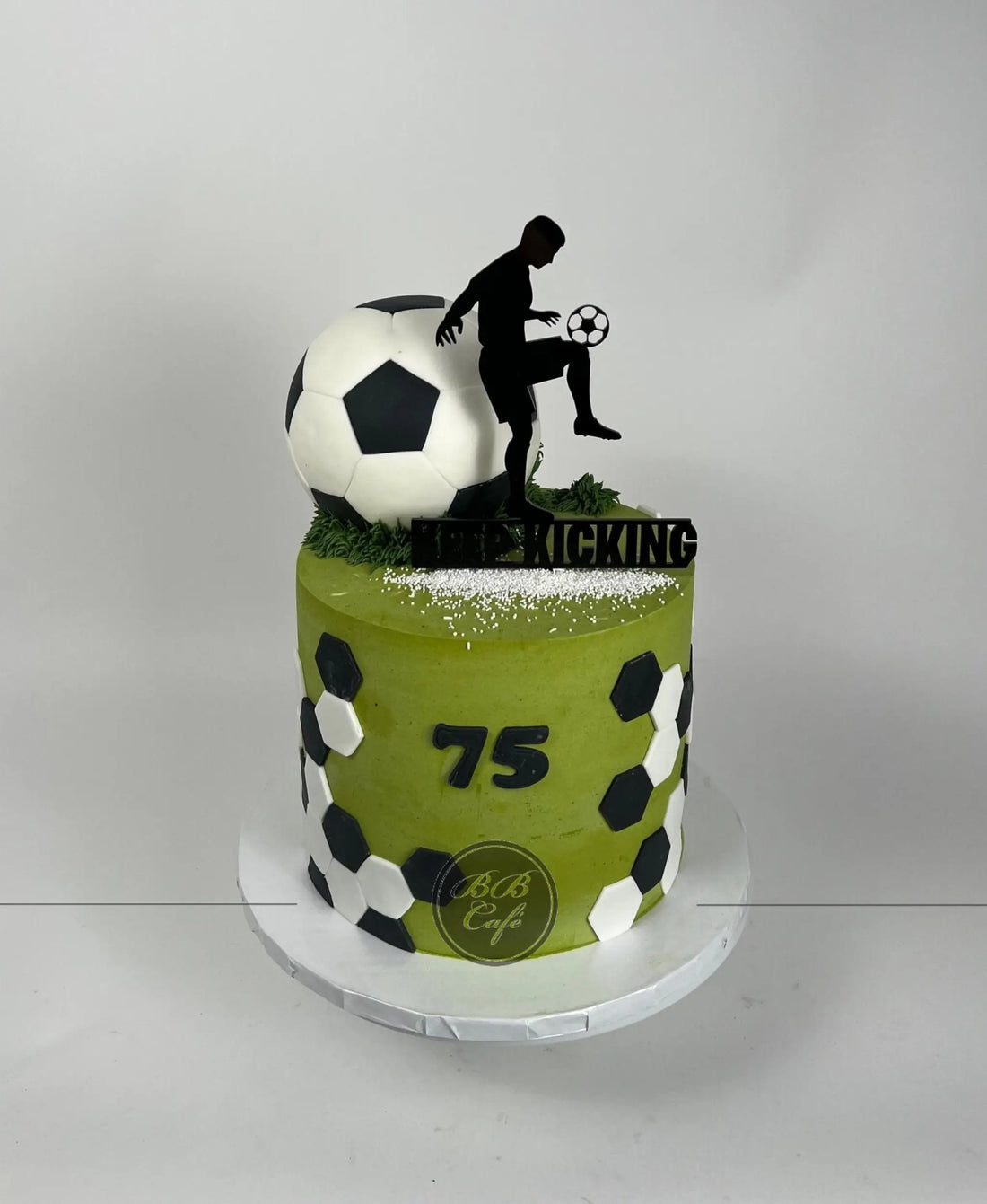 3d soccer ball on buttercream - custom cake