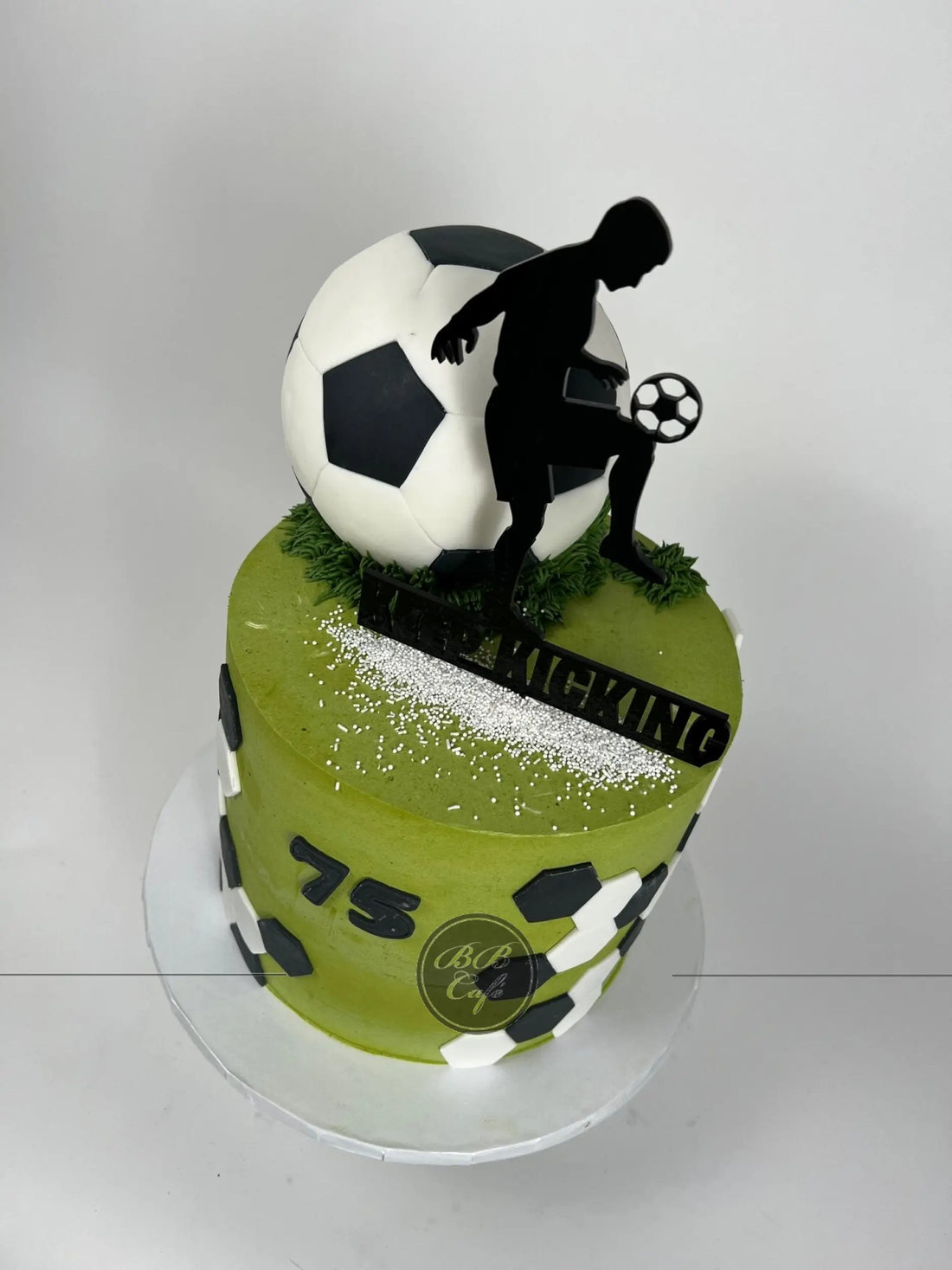 3d soccer ball on buttercream - custom cake
