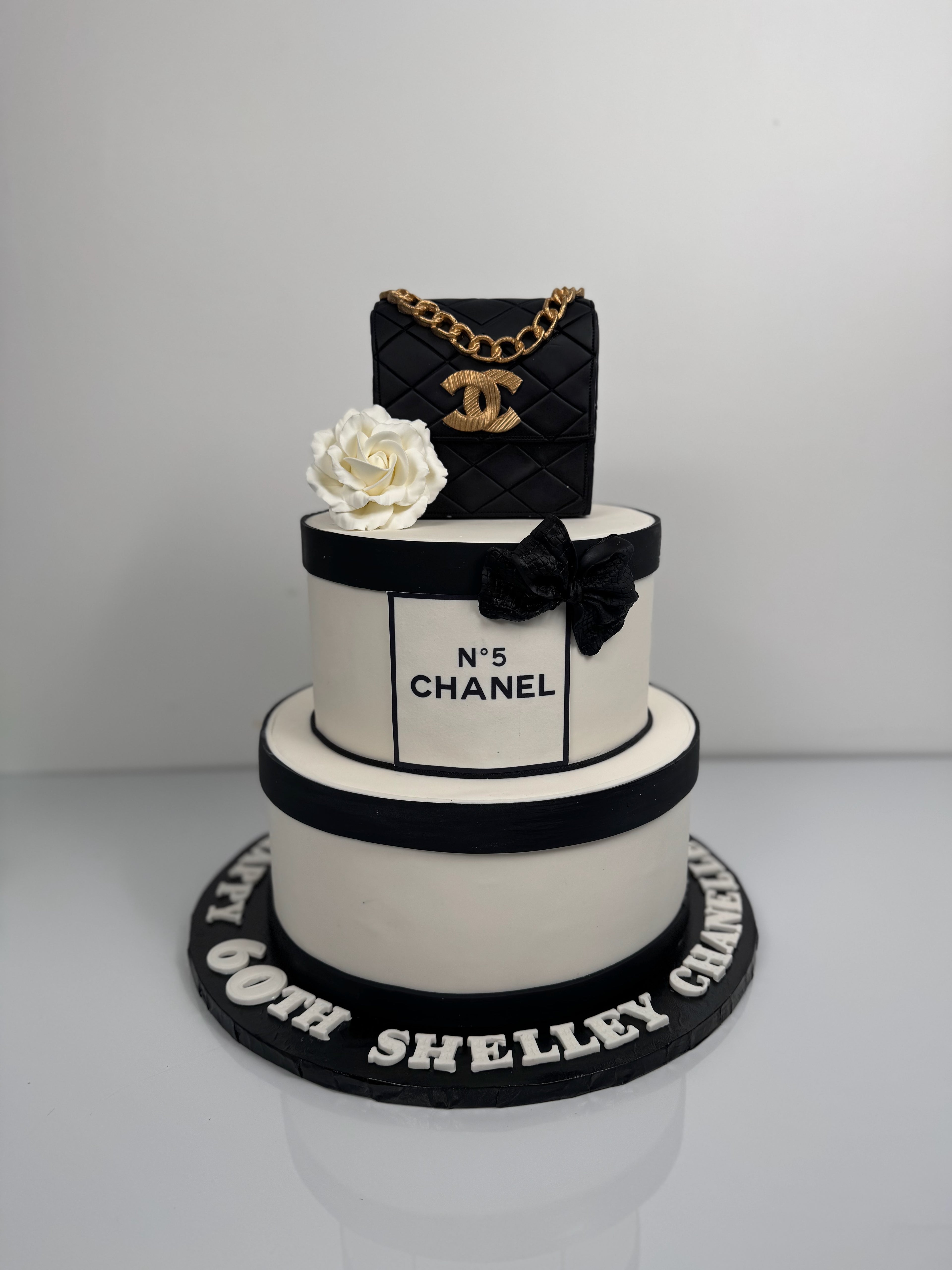 Chanel Purse &amp; Sugar Flowers Cake