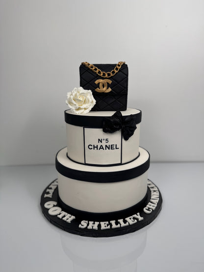 Chanel Purse &amp; Sugar Flowers Cake
