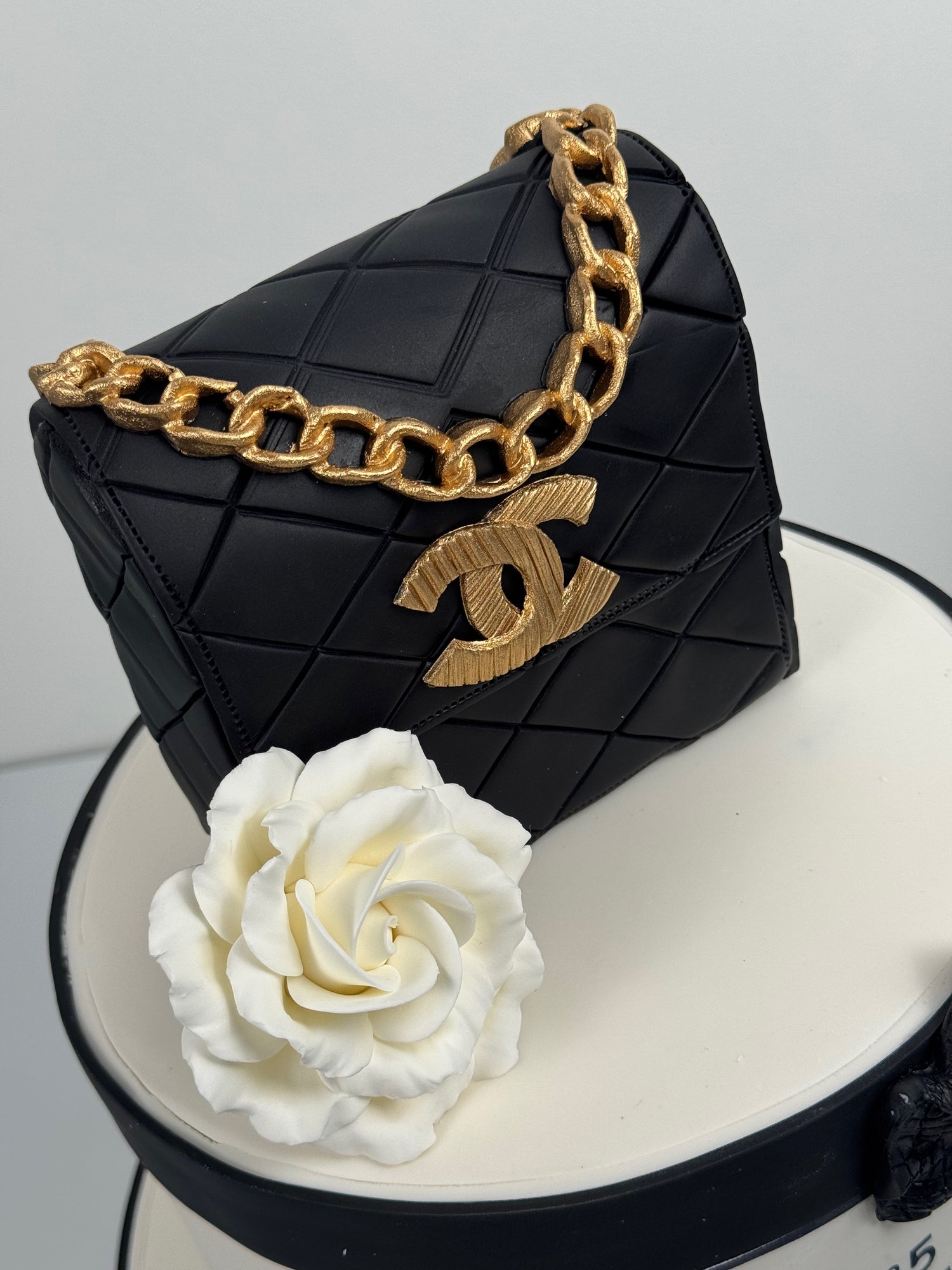 Chanel Purse &amp; Sugar Flowers Cake