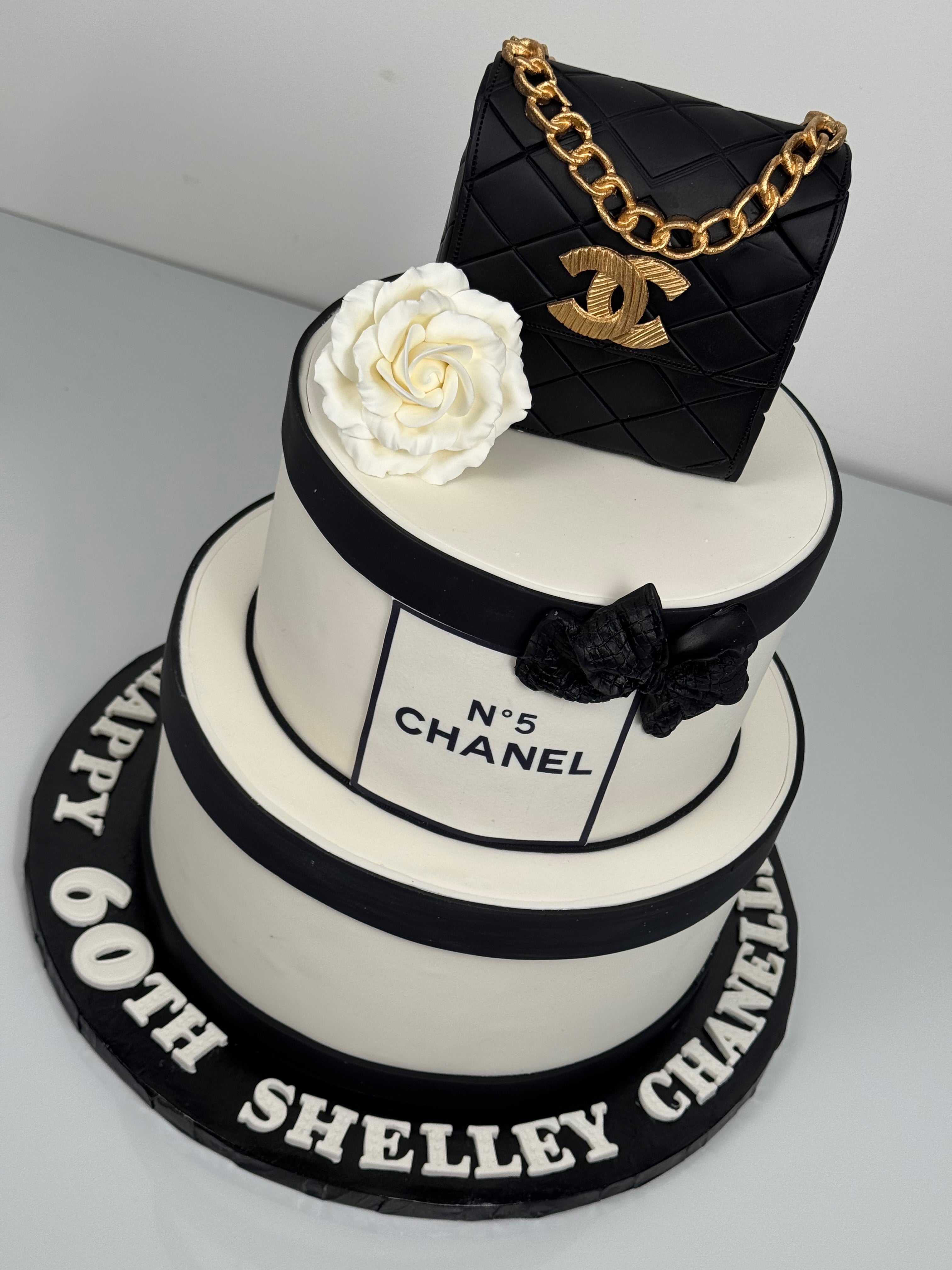 Chanel Purse &amp; Sugar Flowers Cake