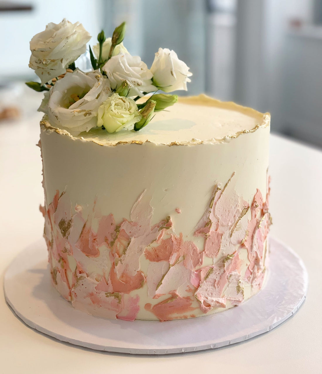 Abstract palette knife on buttercream - custom cake