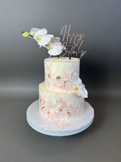 Abstract palette knife on buttercream - custom cake