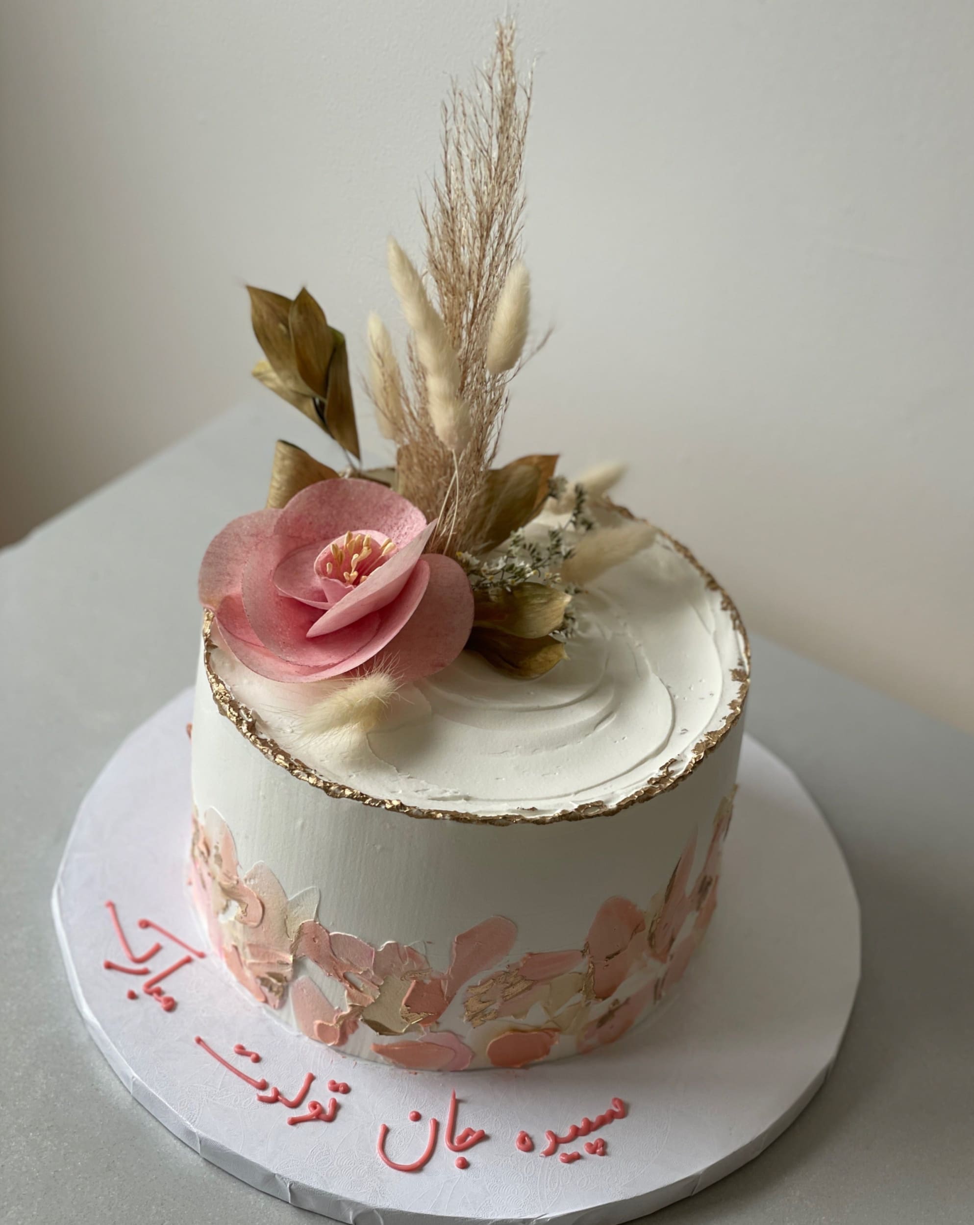 Abstract palette knife on whipped cream - custom cake