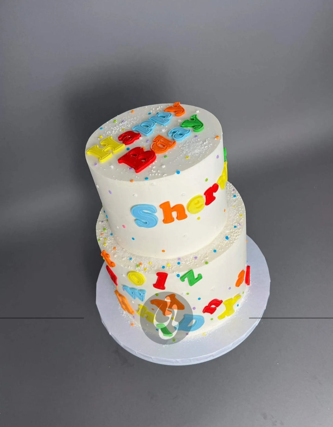 Alphabets on buttercream - custom cake