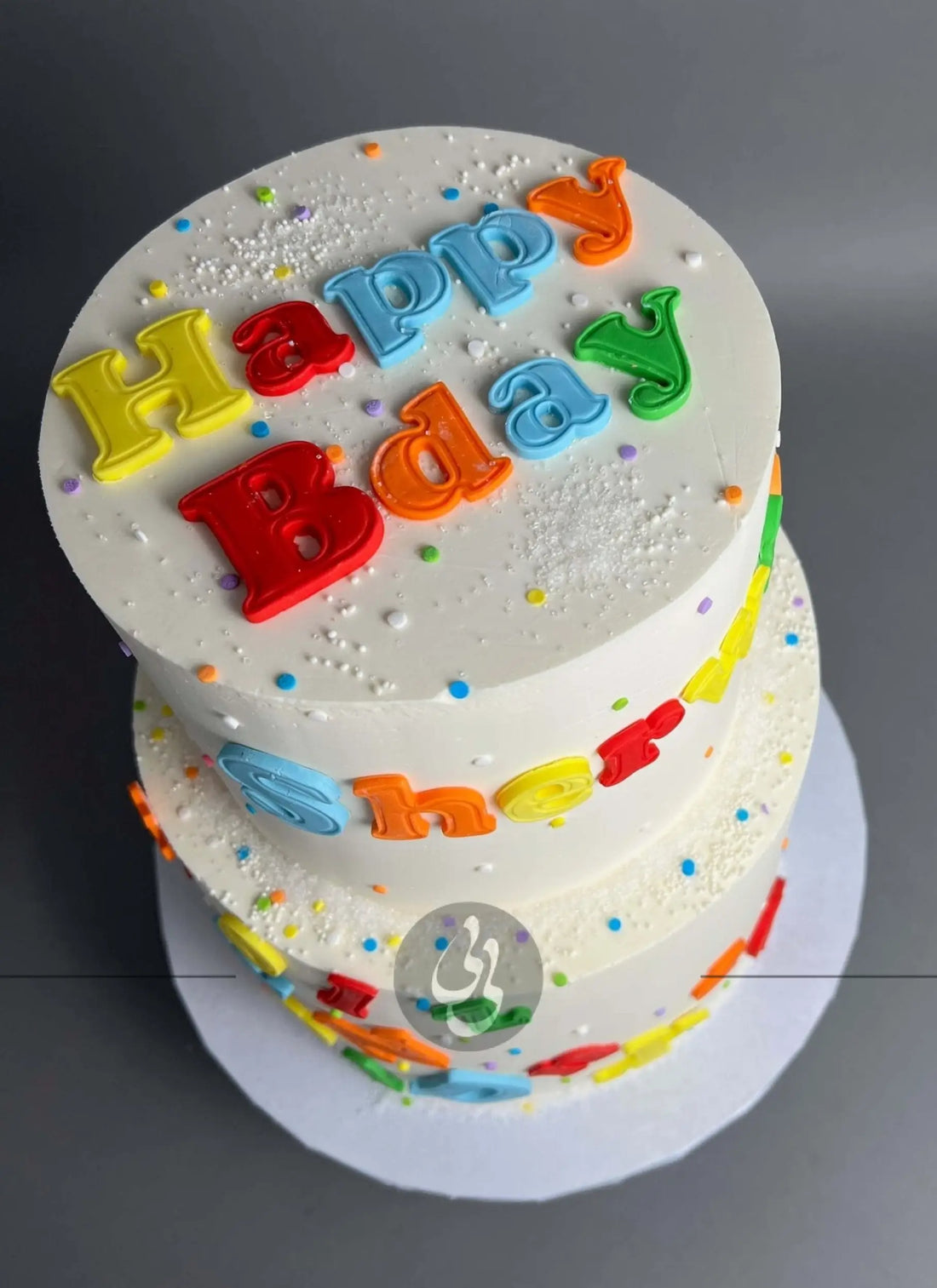 Alphabets on buttercream - custom cake