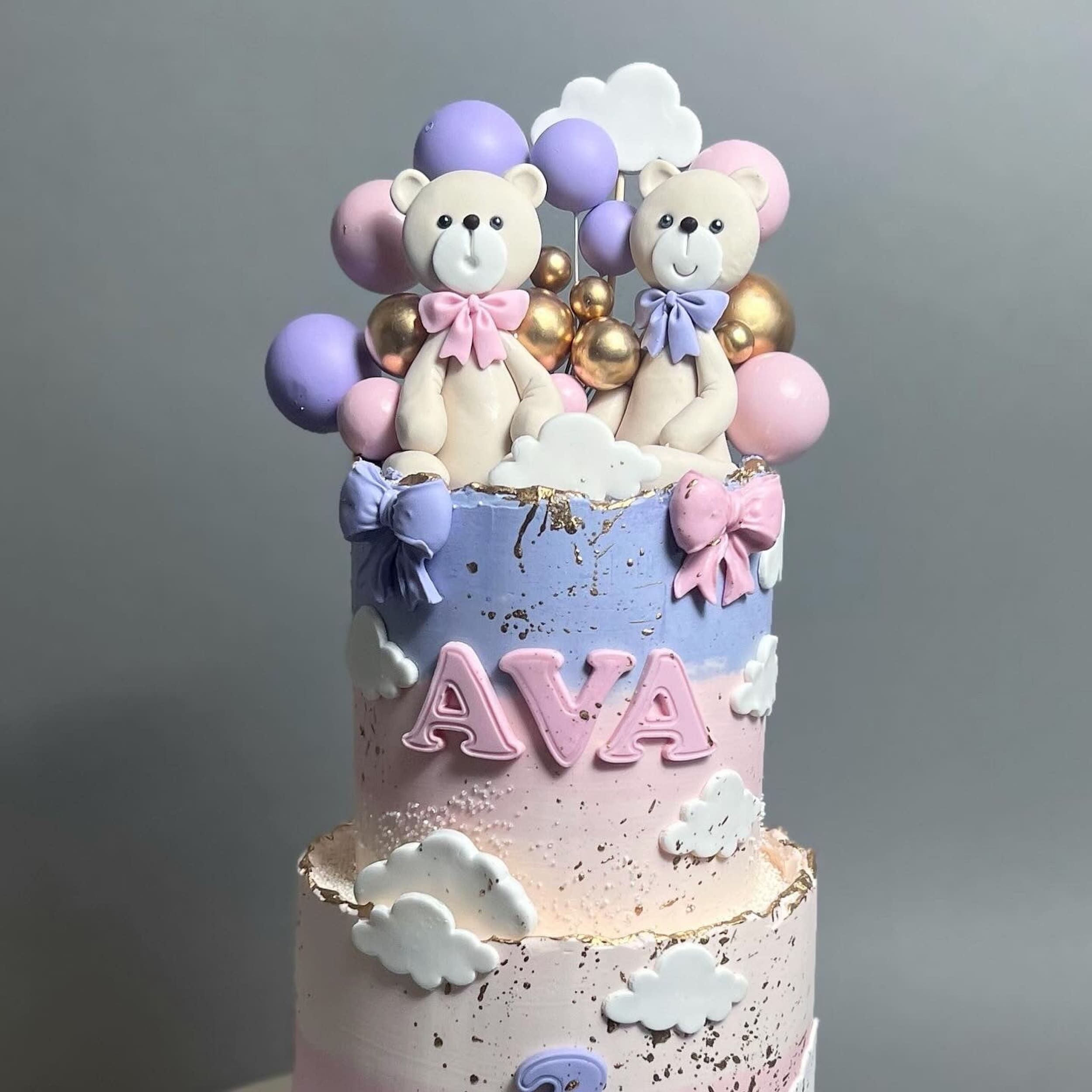 Animals &amp; clouds on buttercream - custom cake