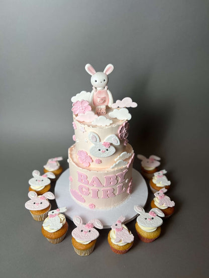 Animals &amp; clouds on buttercream - custom cake