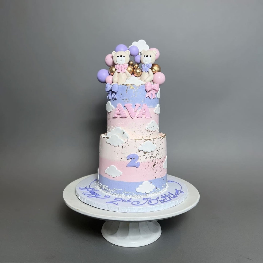 Animals & clouds on buttercream - custom cake