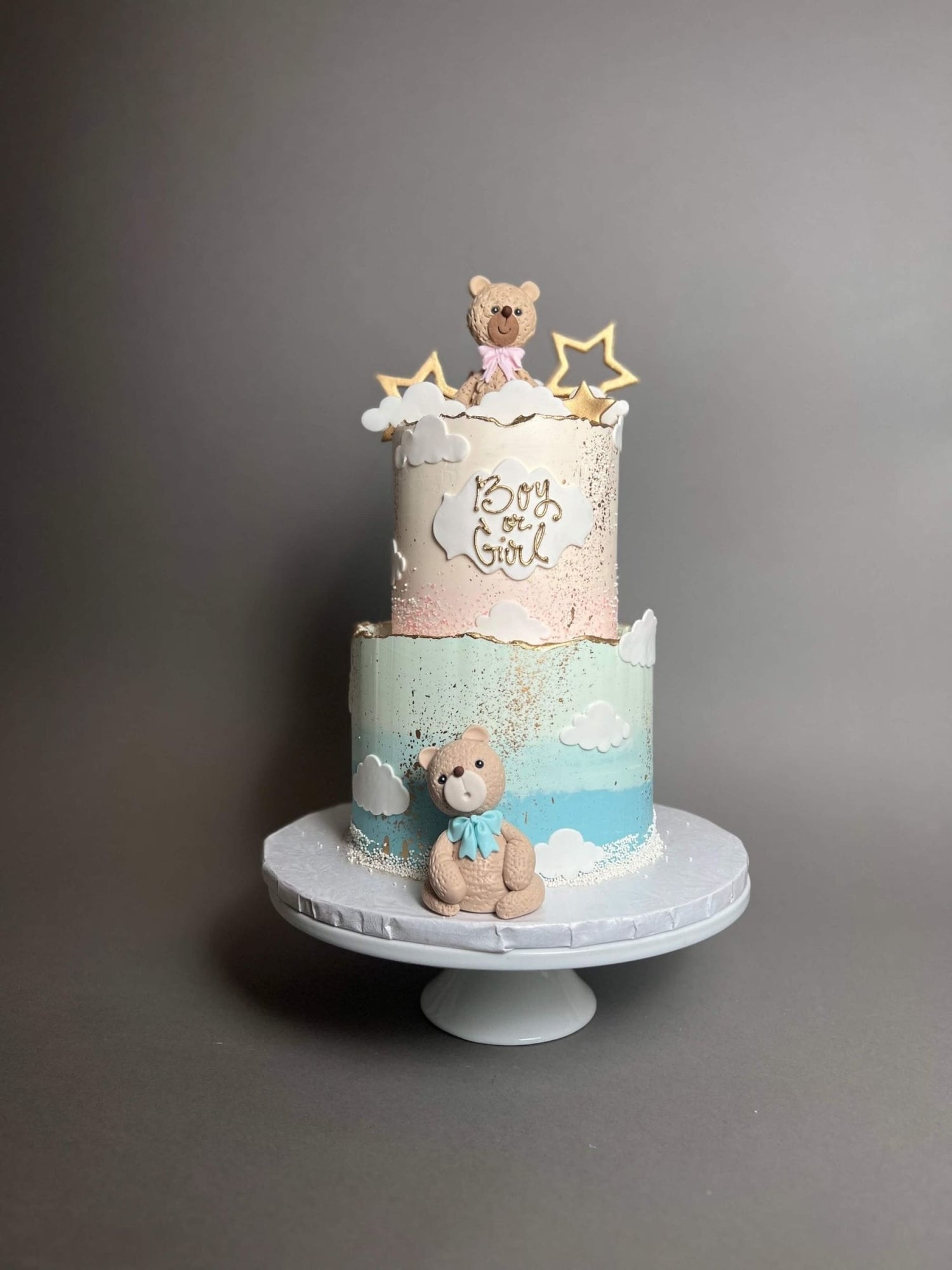 Animals on ombre buttercream - custom cake