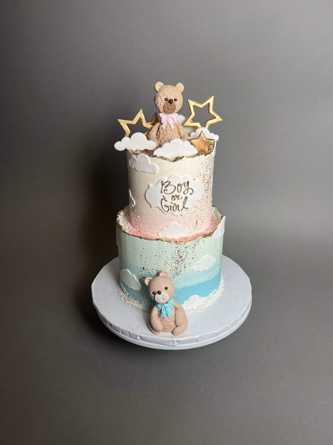 Animals on ombre buttercream - custom cake