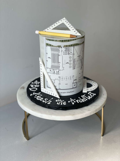 Architectural blueprint on buttercream - custom cake