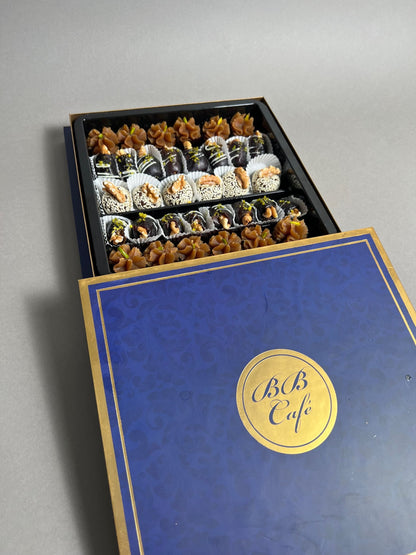 Assorted halva &amp; dates blue box - funeral