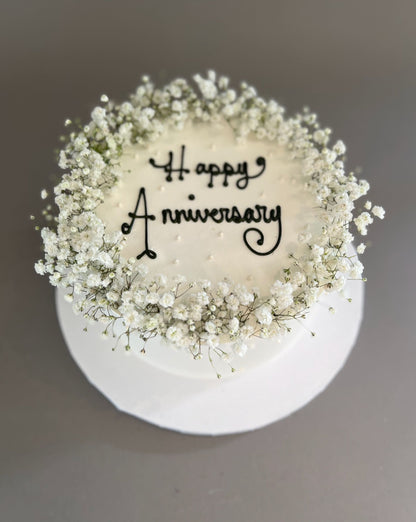 Baby’s breath on whipped cream - custom cake