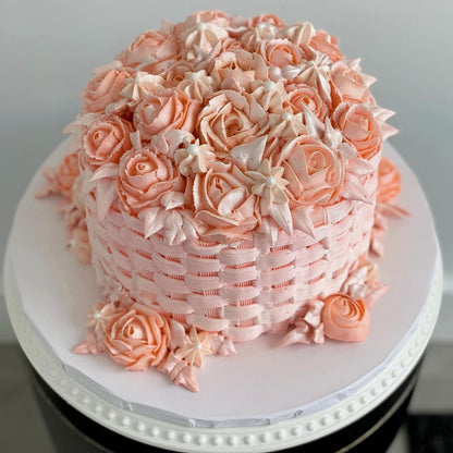 Basket of buttercream roses - custom cake